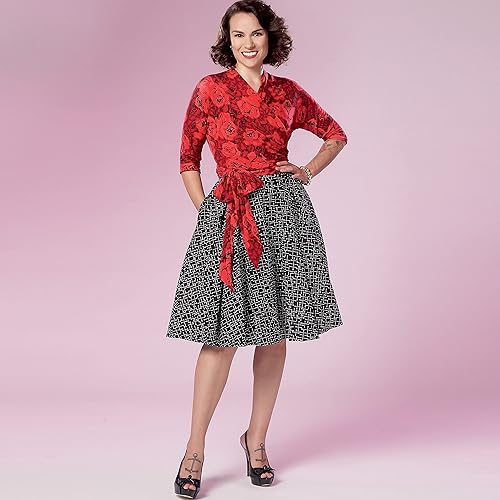 Miniatura 4 de Simplicity Misses' - Paquete de blusa cruzada y falda acampanada, código 9288, patrón de costura, tallas 14-22, color blanco