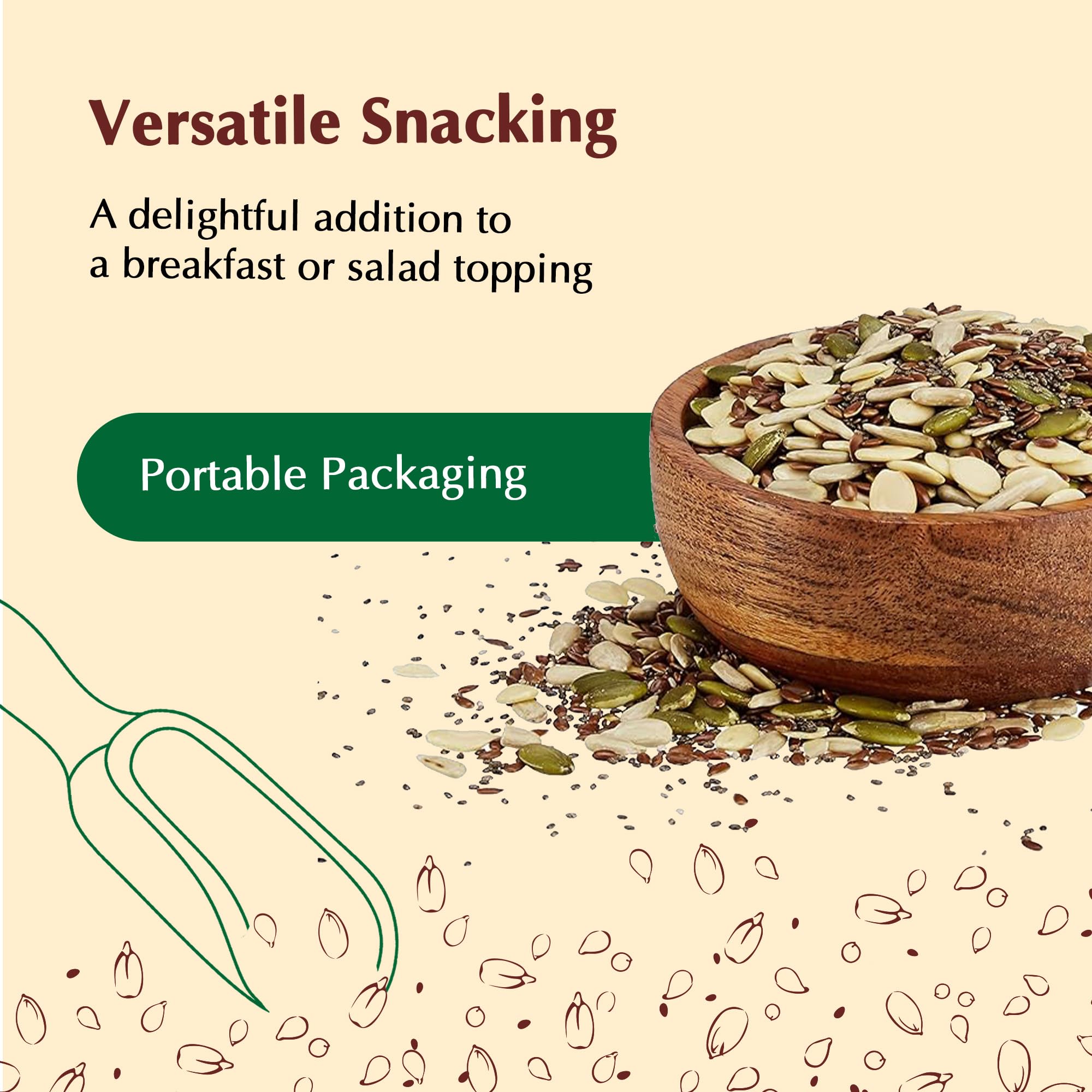 Amazon Brand - Vedaka Seed Mix | 200 g | Sunflower, Watermelon, Pumpkin, Chia and Flax Seeds | Healthy Snacking 2