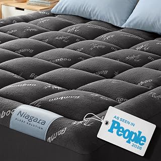 Niagara Sleep Solution Ultra Soft Queen Size Mattress Topper - Rayon Derived from Bamboo Pillow Top Mattress Pad for Back Pain Relief - Naturally Cooling for Hot Sleepers, Dark Gray