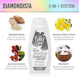 Punky Colour 3-in-1 Color Depositing Hair Cleanser & Conditioner, 8.5 fl oz. (Diamondista)