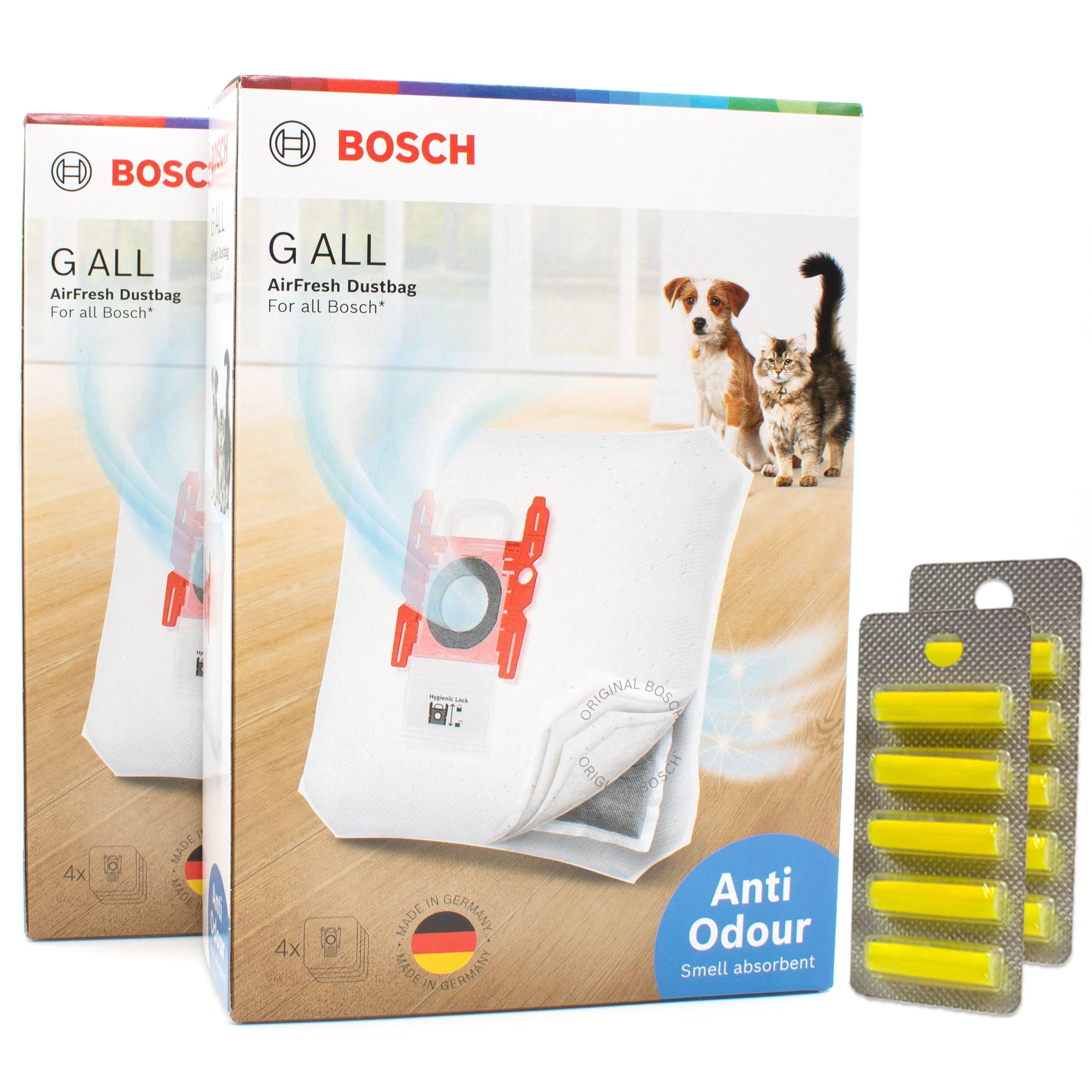 PakTrade 8 Premium Bolsas Antiolores + 10 Varillas Aromáticas Compatible con Bosch Formula powermaxx, Formula Pro Hygienic hepa, Formula Pro Parquet | 8 Bolsas Anti Odour, Ambientadores
