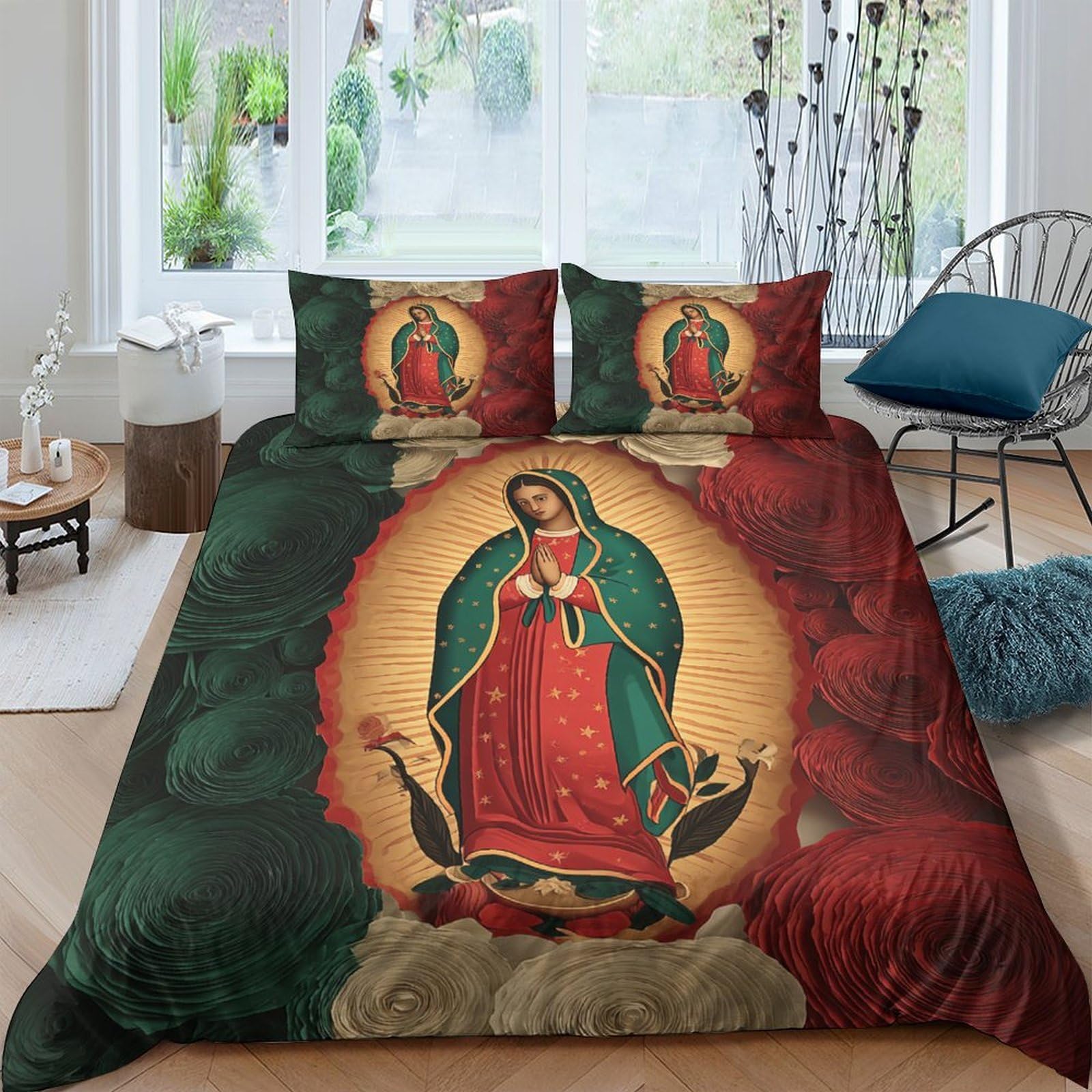 Parure de lit 140x200cm avec housse de couette mexicaine 3D et taies d'oreiller léger