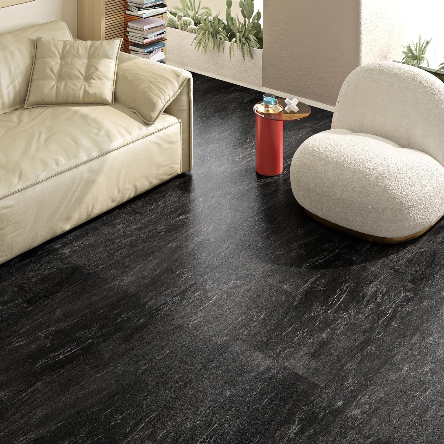 FunStick 15 Baldosas 30X60CM Azulejos Adhesivos Negro Cocina Baño Pared & Suelo Vinilo Autoadhesivo Baldosas Vinilicas Adhesivas Papel Adhesivo Para Piso Vinilico Adhesivo Suelo Linoleo Losetas PVC