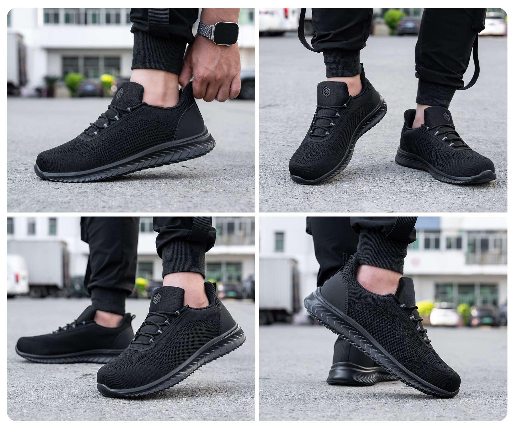 LARNMERN Arbeitsschuhe Sicherheitsschuhe Herren Leicht Slip On Stahlkappenschuhe Sneaker