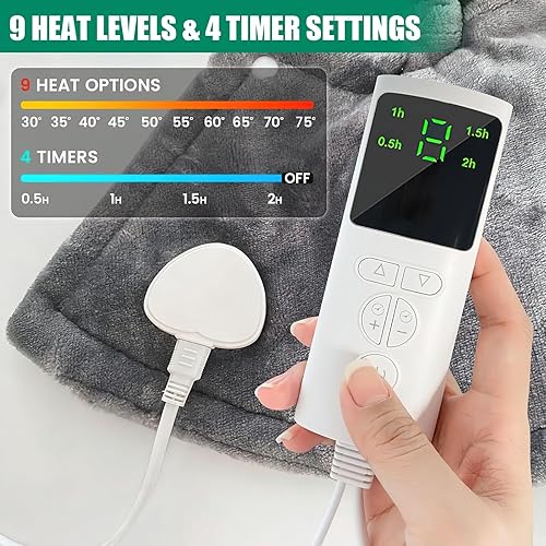 Miniatura 2 de Almohadilla térmica para cuello y hombro, almohadilla térmica eléctrica para el cuello con 9 niveles de calefacción y 4 temporizadores para aliviar