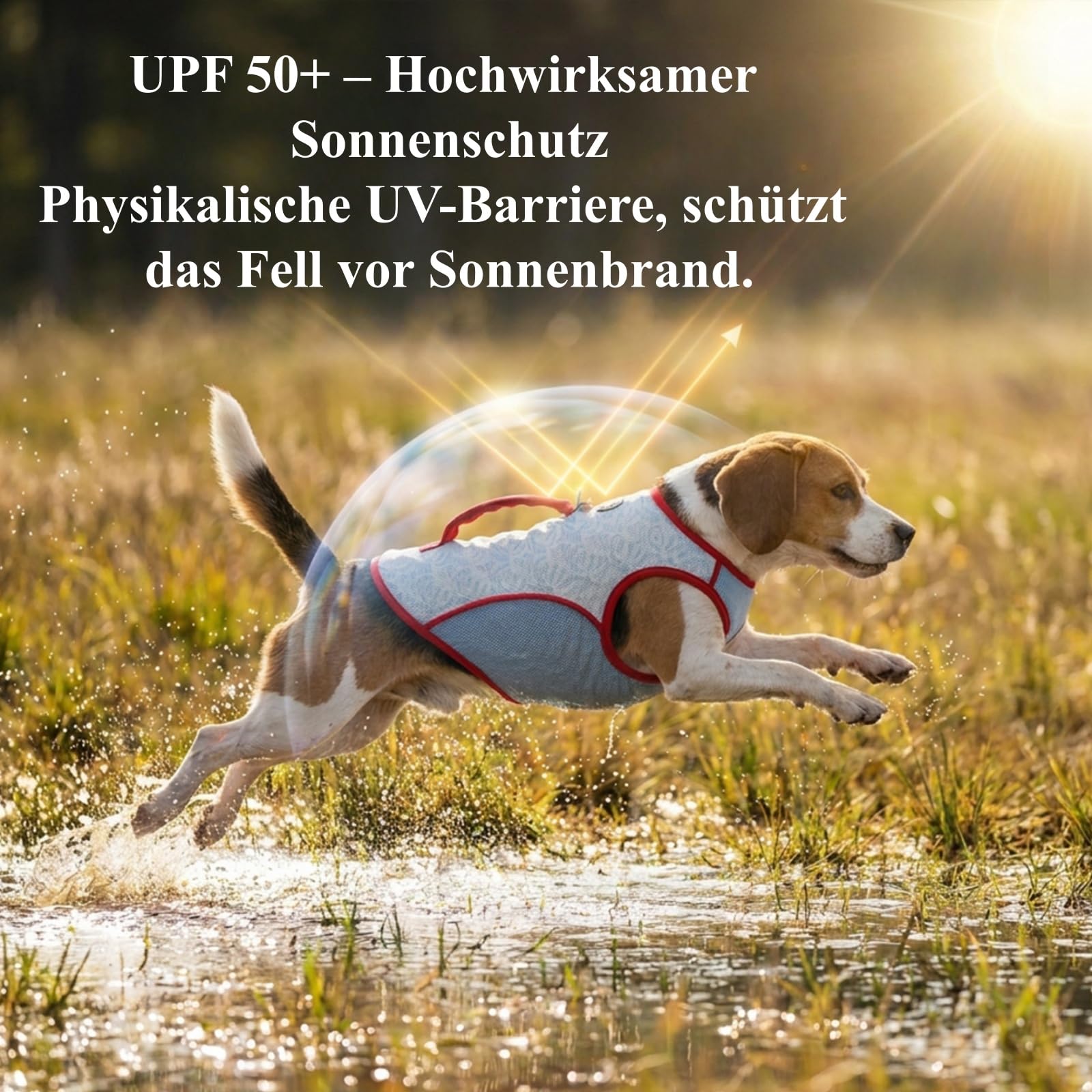 Hunde Kühlweste 3-lagig D-Ring Rückenreißverschluss Wandern Gassi Jagd Camping atmungsaktiv Sommer (XS,Cremeweiß)