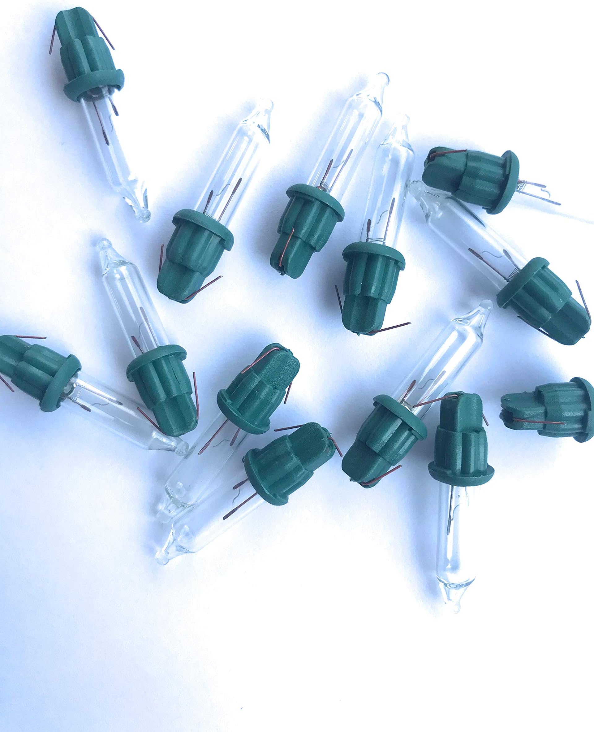 100 Clear Replacement Mini Light Bulbs - 6 Volts - Clear Bulbs - Green Base - Christmas