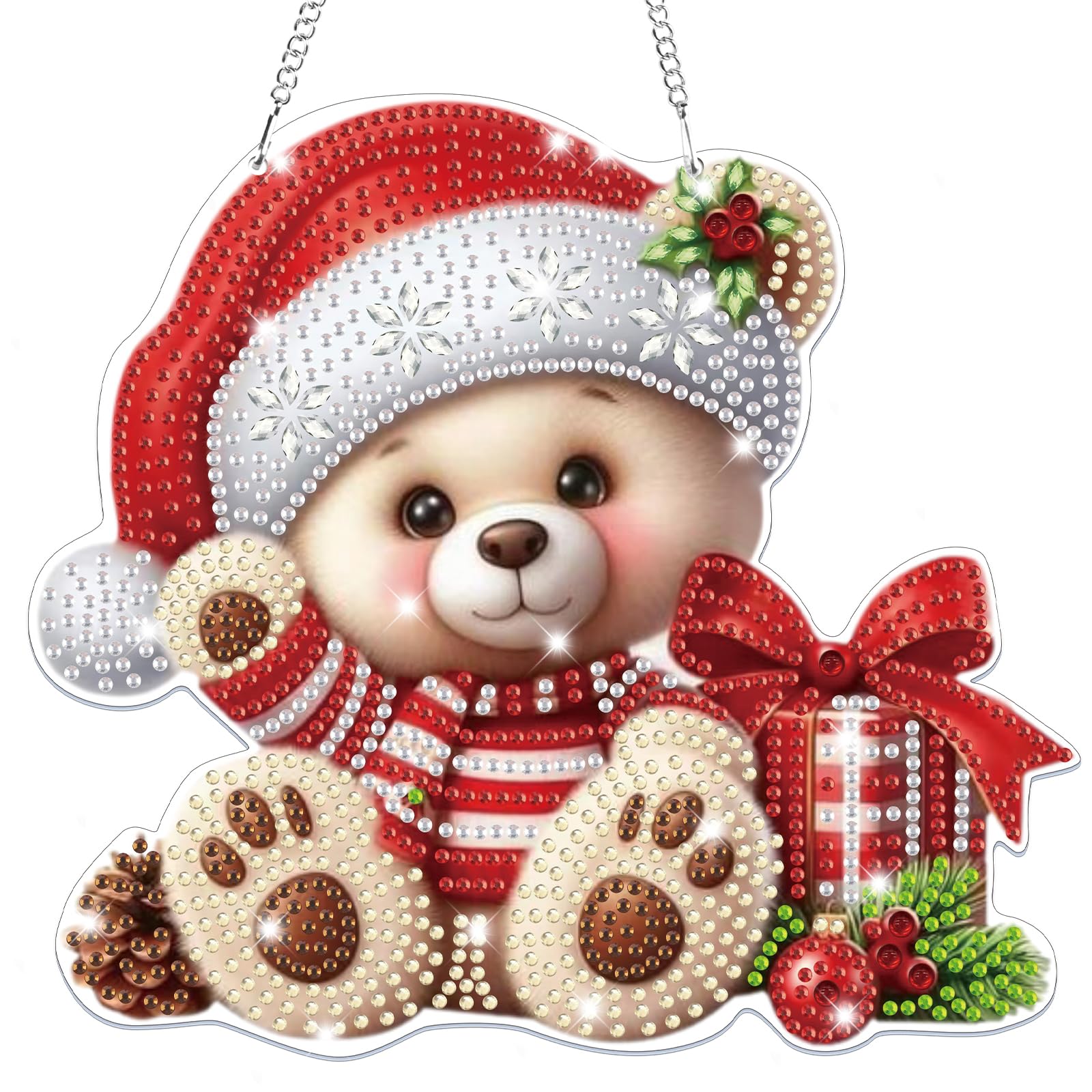 Lxmsja Christmas Diamond Art Hanging Ornaments with Chain