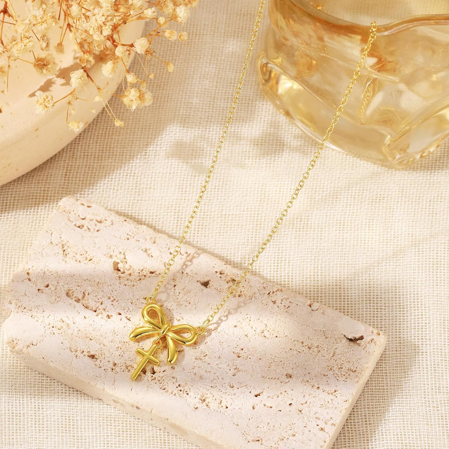 Christian Bow Cross Necklace for Women, Stocking Stuffers, Confirmation Baptism Easter Christmas Gift for Friends Daughter Mom Sister in Christ on Birthday - Image 5