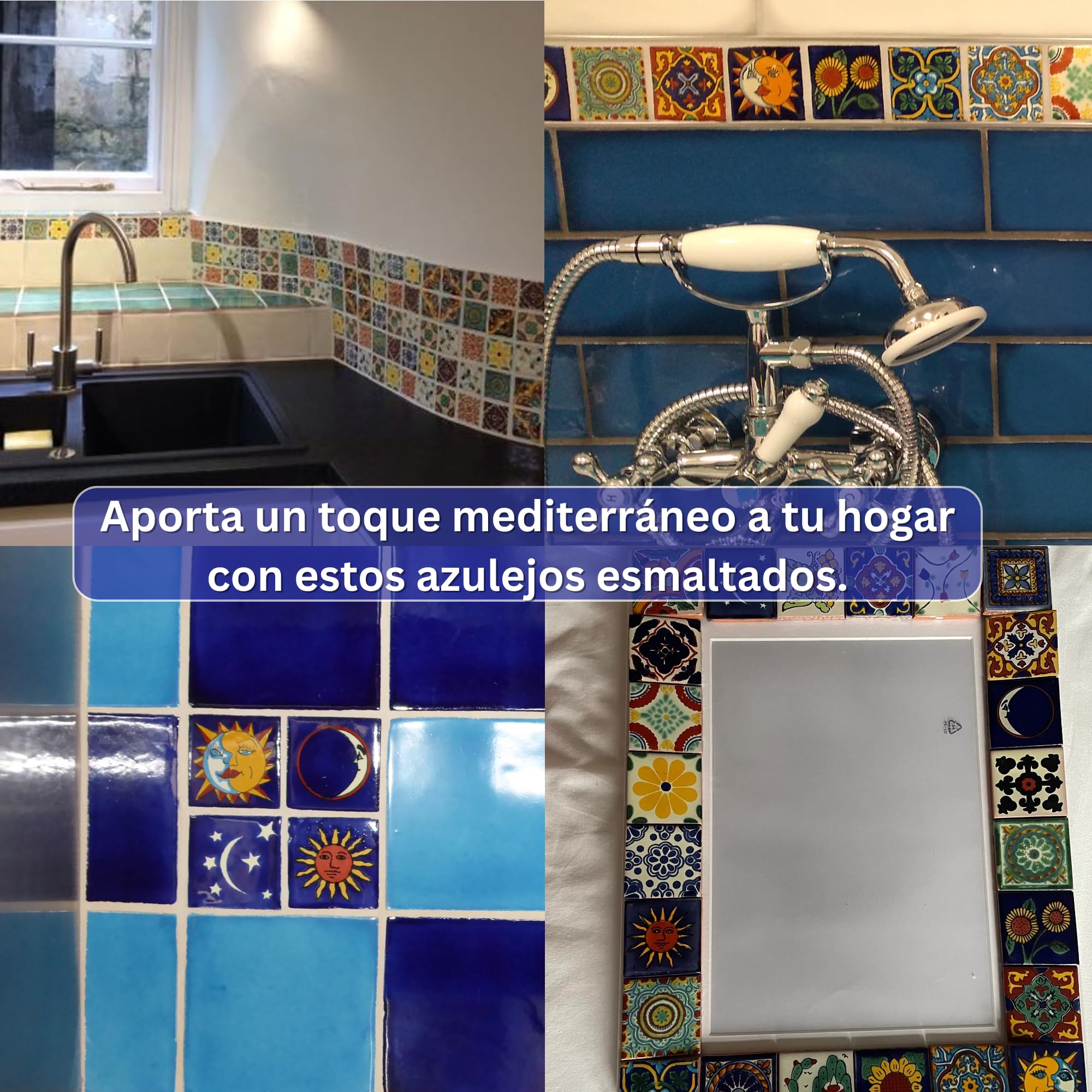 Tumia LAC - Azulejos Talavera Mexicanos Artesanales Estilo Bella - Ceramica para Manualidades y Salpicadero Cocina Bano - Azulejo individual