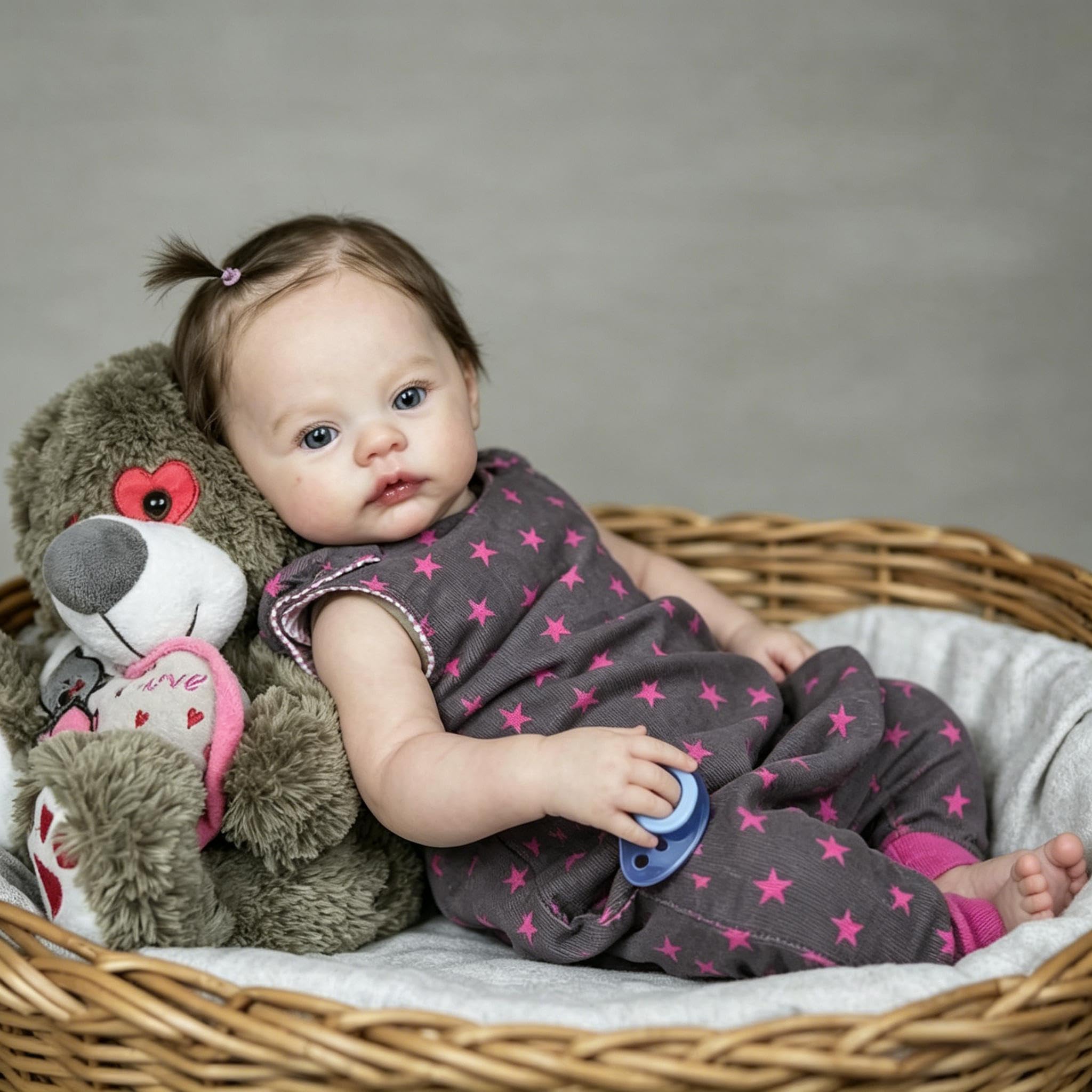 RXDOLL Reborn Baby Dolls silikonowe winylowe na całe ciało, 45 cm, realistyczna lalka niemowlęca, realistyczne, noworodki, wyglądające jak prawdziwe życie, pełne silikonowe lalki Reborn z niebieskimi