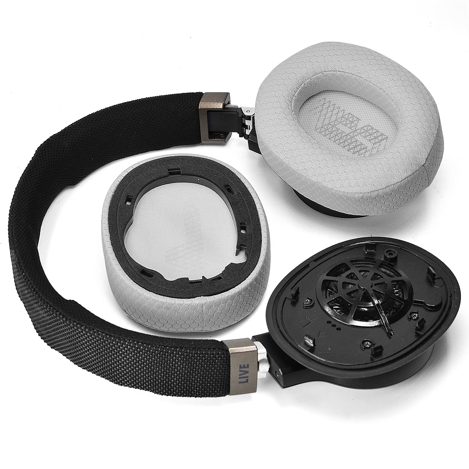 Cuscinetti Auricolari Di Ricambio Per Cuffie JBL E65/Live 650/Live 660/Duet NC – 1 Paio, Memory Foam, Nero Rete, Facili Da Installare