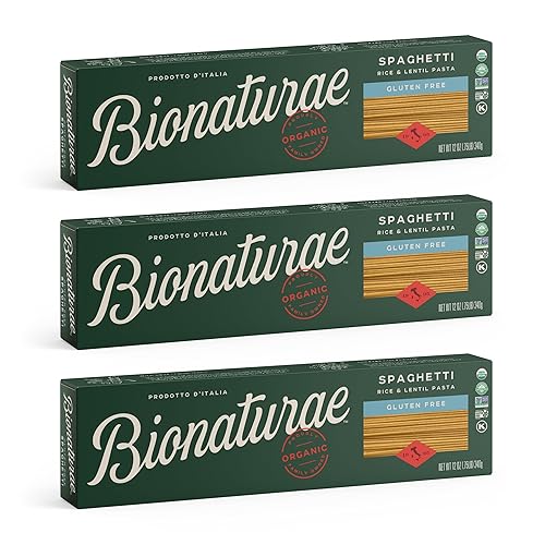 Miniatura 8 de Bionaturae Fideos de pasta de espagueti, pasta de espaguetis sin gluten, pasta de arroz y lentejas, Kosher, alta proteína, sin OMG, certificado