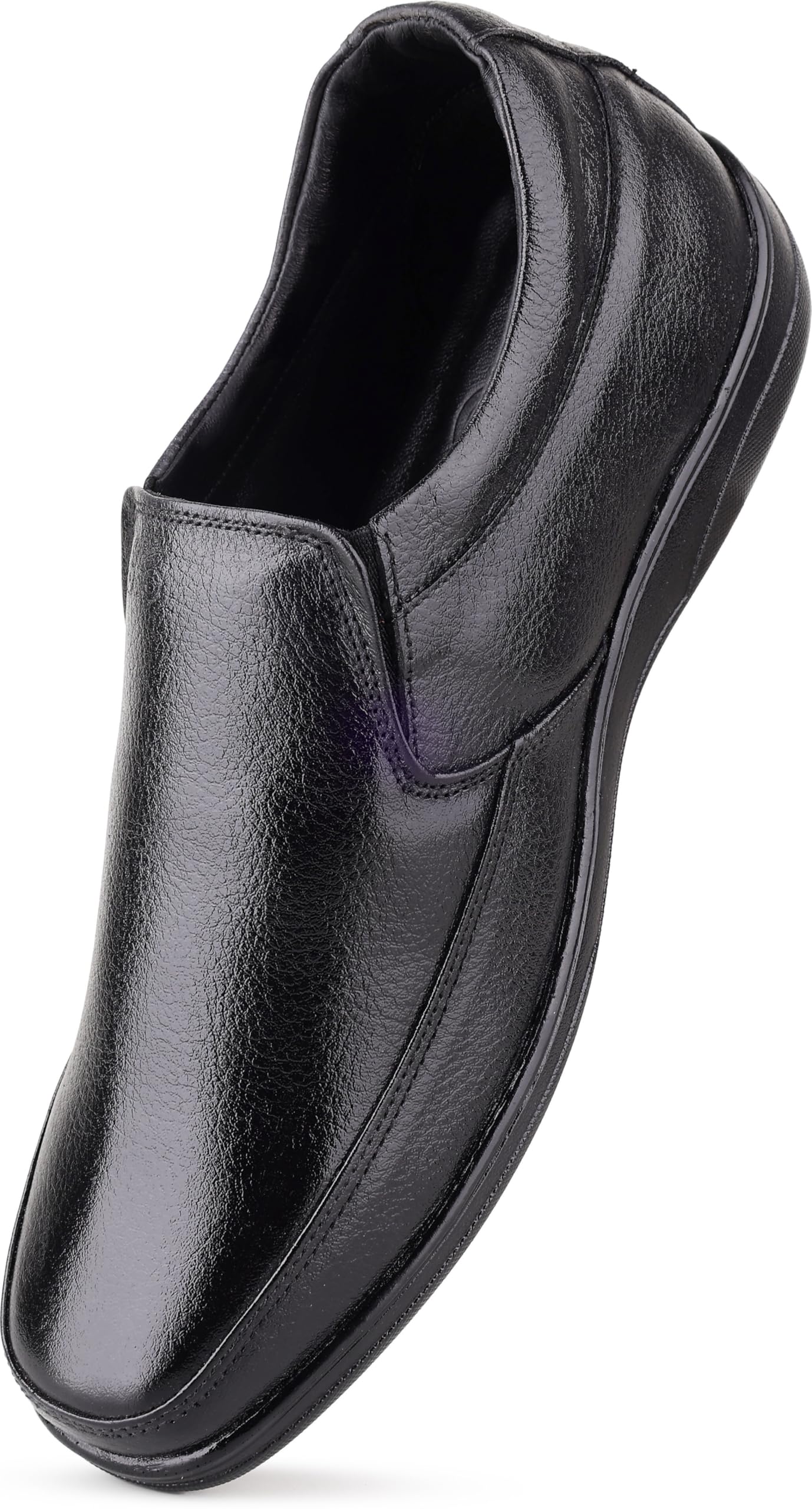 FOR B Mens Black Classic Slip On Formal Leather Shoes Durable PU Sole Comfortable Fit | Slip on Formalshoes for men | Men's slip on shoes | Slip on formal shoes for men black | Black leather shoes for man Casual 1313 BLACK-image-21