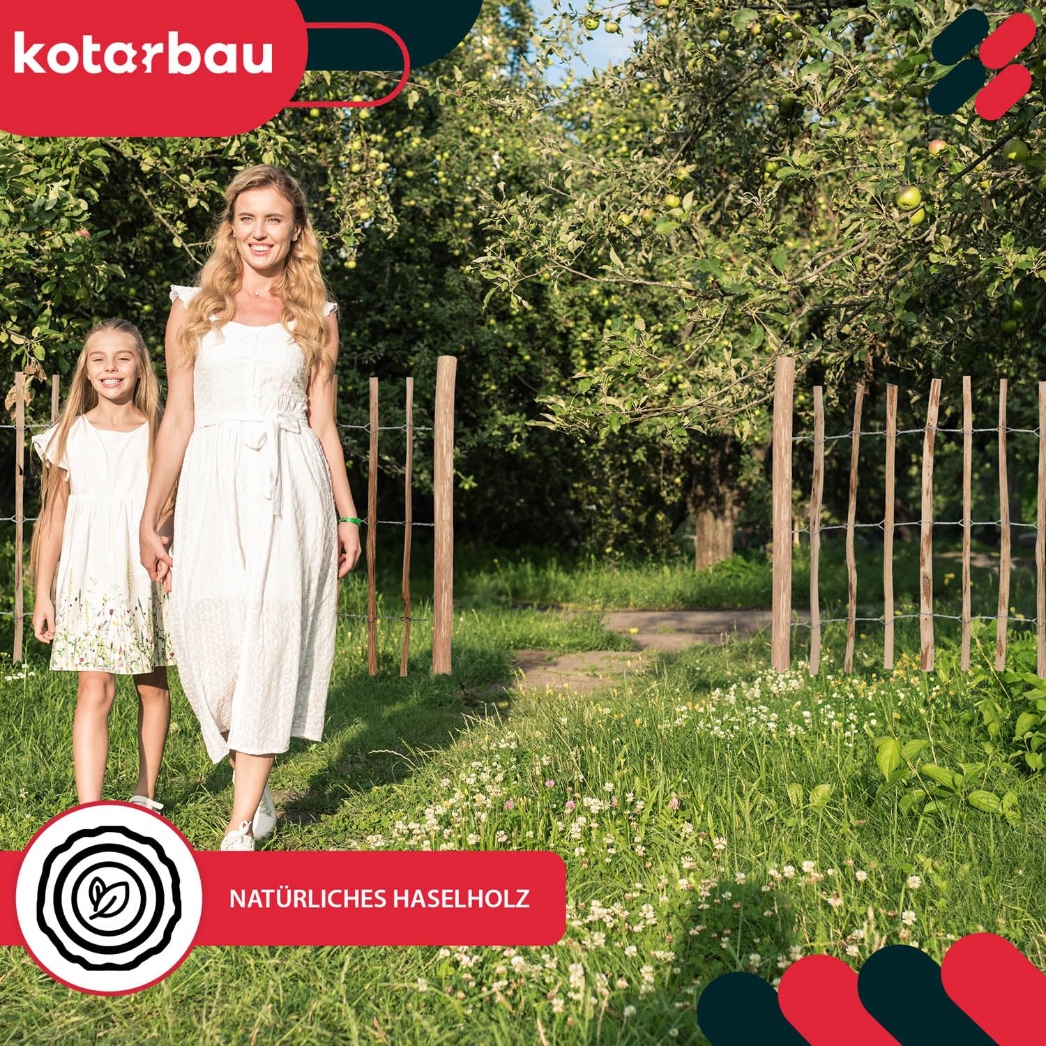 KOTARBAU® Valla de estacas de madera, 0,8 m x 5 m, Madera de avellano natural, Vallado enrollable, Valla de listones de madera unida con alambre, Valla para crear una barrera en jardín