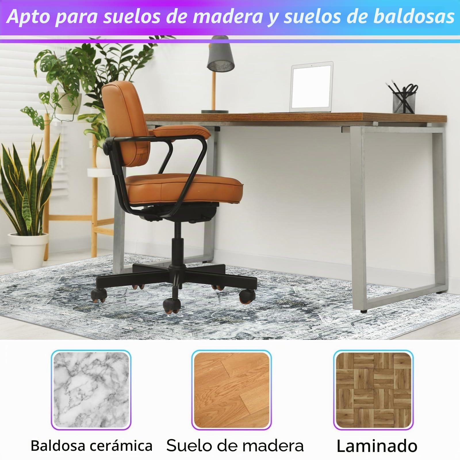 Homcomodar Alfombra Silla Escritorio 90x120cm Gris Protectora Suelo Ruedas Antideslizante para Gaming Oficina Ordenador