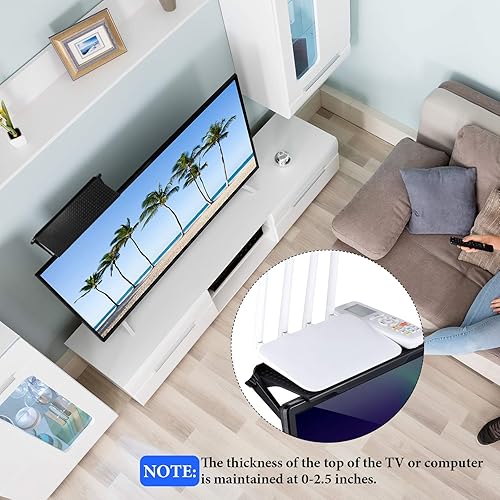 Miniatura 13 de Jetec Estante superior de pantalla de 3 piezas, soporte de almacenamiento superior de TV, estante ajustable de 2 patas para soporte de teléfono