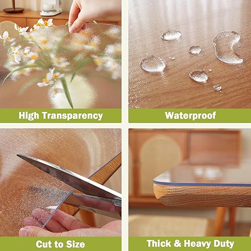 Miniatura 4 de Protector de mesa transparente esmerilado de cloruro de polivinilo, cubierta de plástico impermeable, grosor de 116 pulgadas (1.5 mm), para