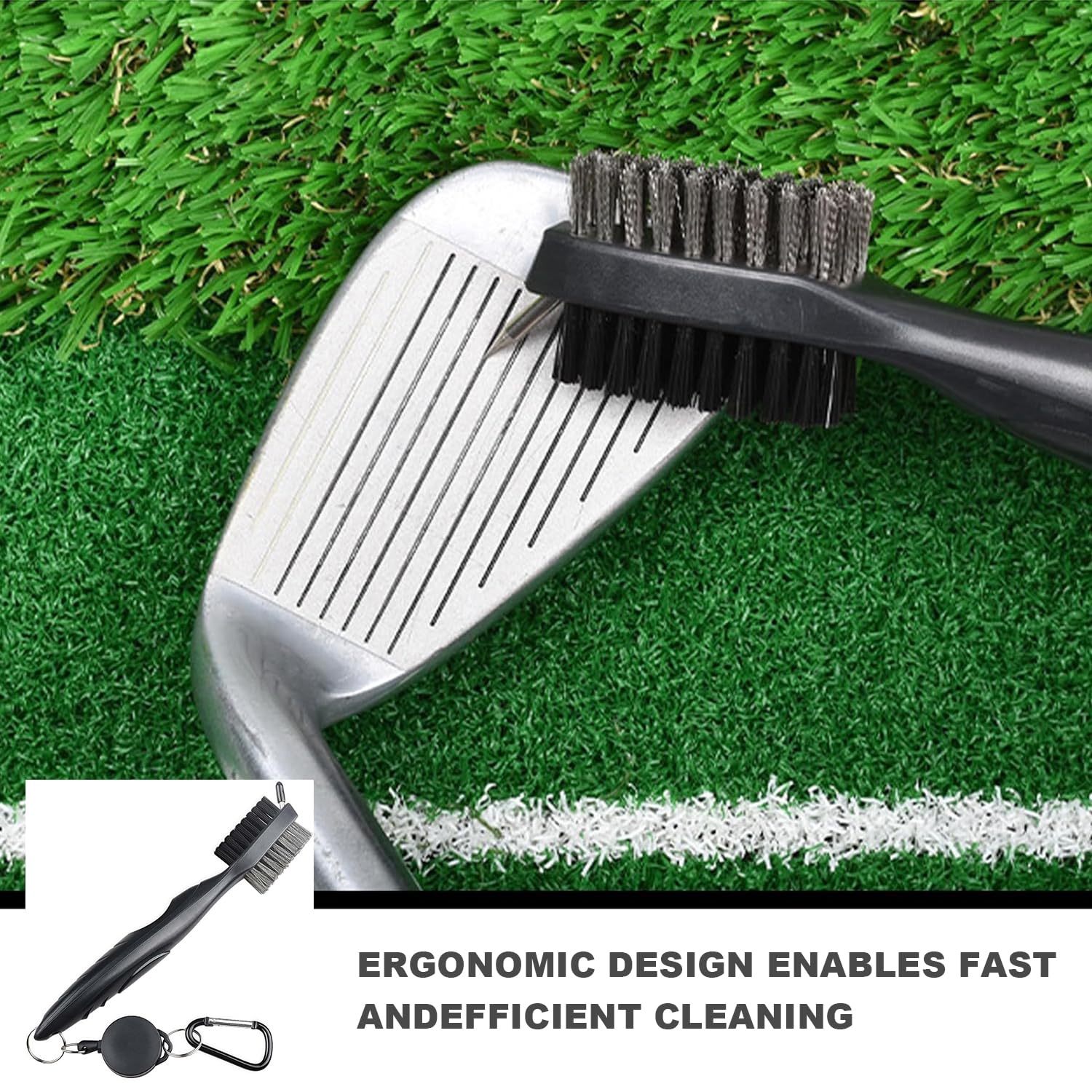 Cepillo de Golf y Limpiador de Ranuras 2 en 1,Limpiador Palos Golf,Regalos de Golf para Hombres,para Colgar en Bolsa de Golf