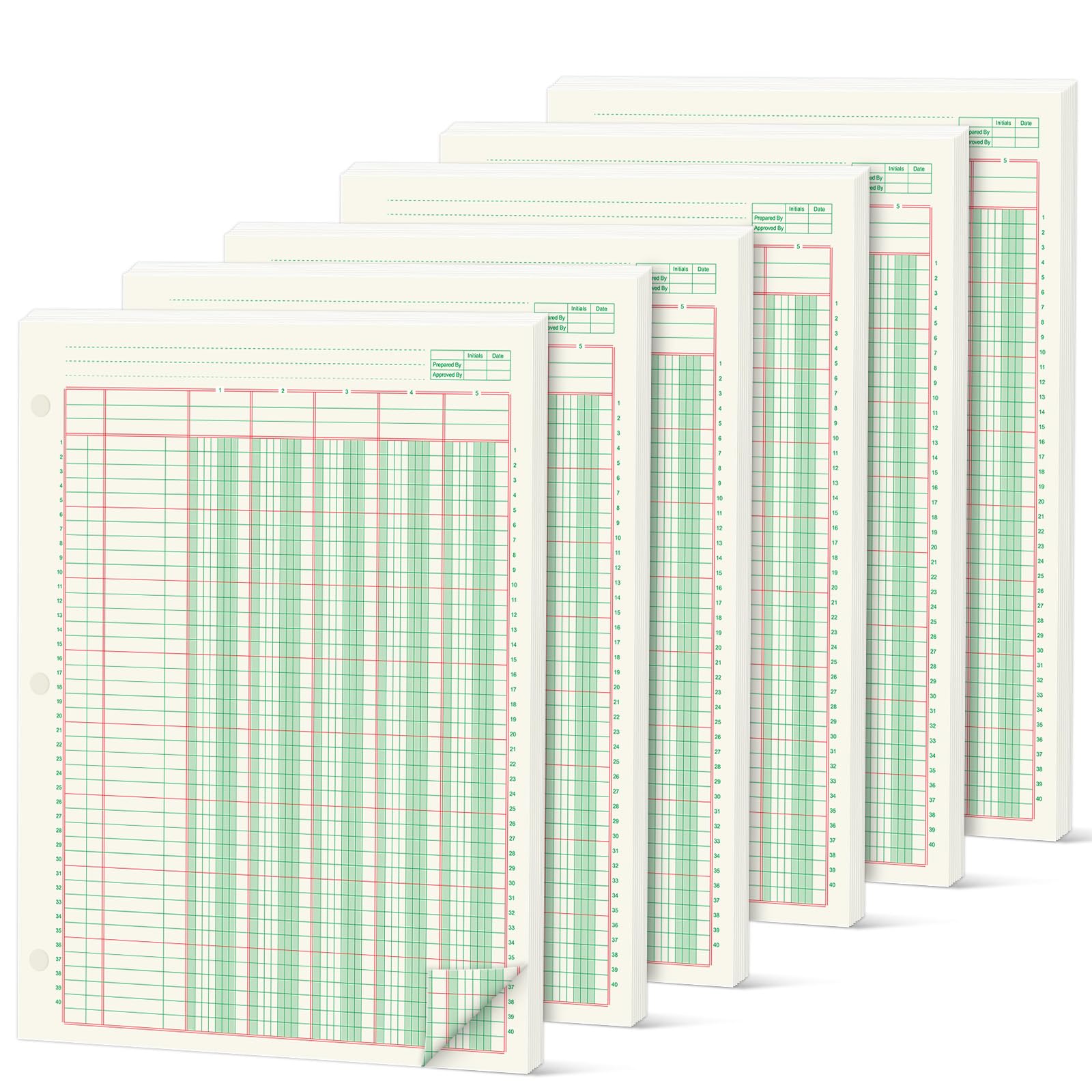 gisgfim 6 blocs de 100 hojas, bloc de análisis columnar de 3 agujeros, libro de contabilidad de 8-1/2 x 11 pulgadas, bloc de papel de contabilidad de doble página, bloc columnar de formato de página