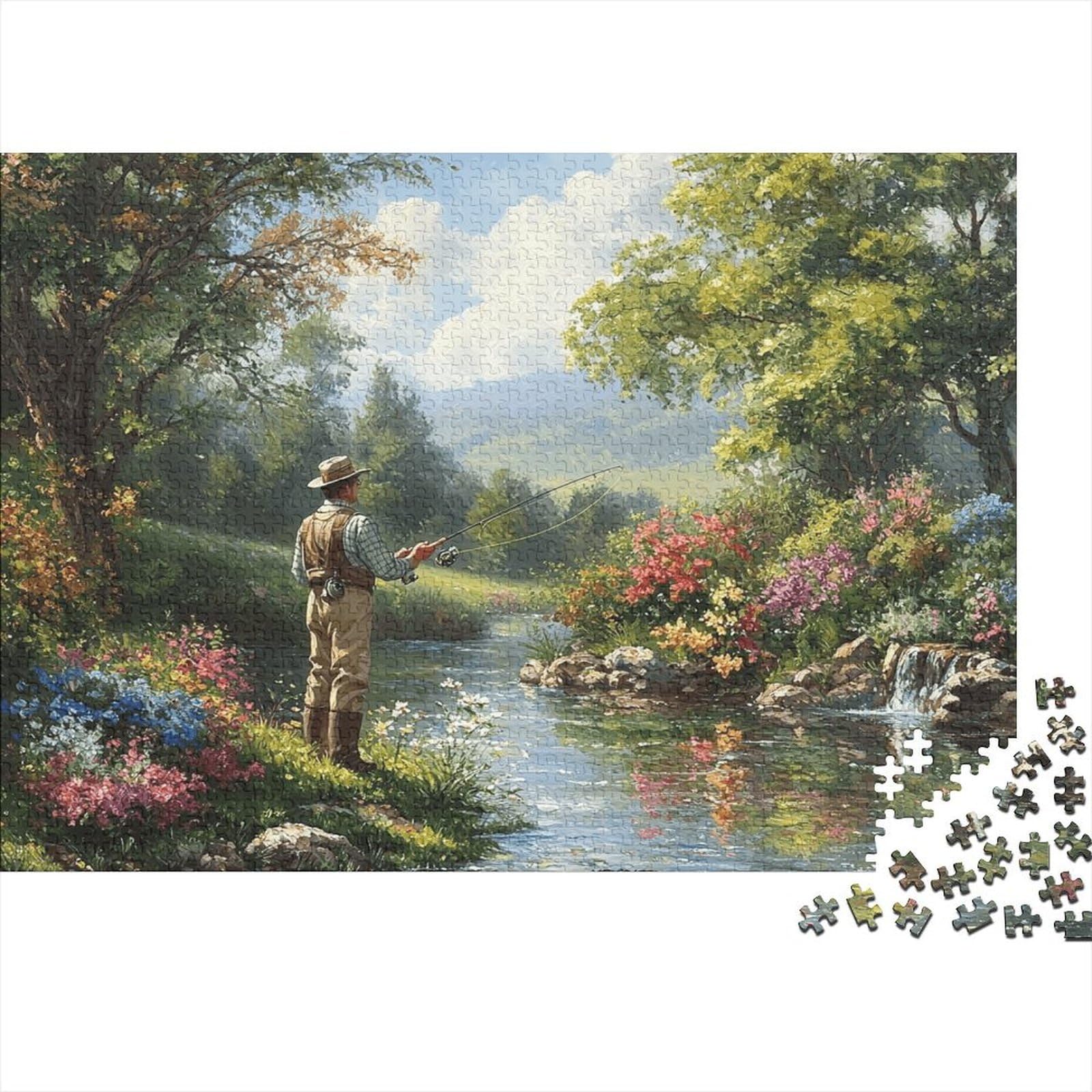 Scenic Landscape 1000 Pieces Paper Jigsaw Puzzle Adult Brain Training River View Puzzle Thick Eco Paper Educational Home Decor 52x38cm/1000pcs