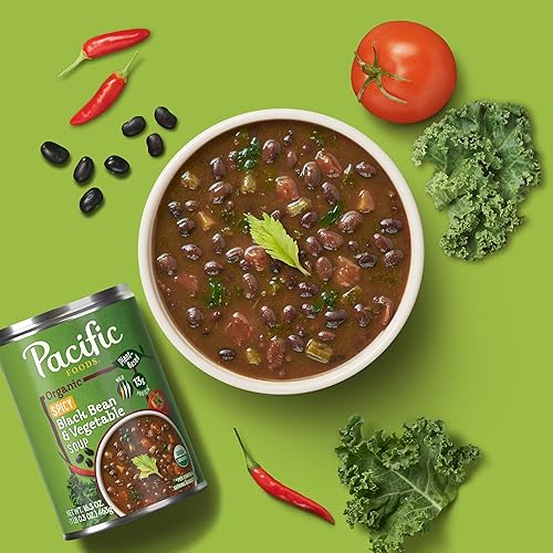 Miniatura 8 de Pacific Foods Sopa orgánica picante de frijoles negros y col rizada, a base de plantas, 16.3 onzas (paquete de 12)