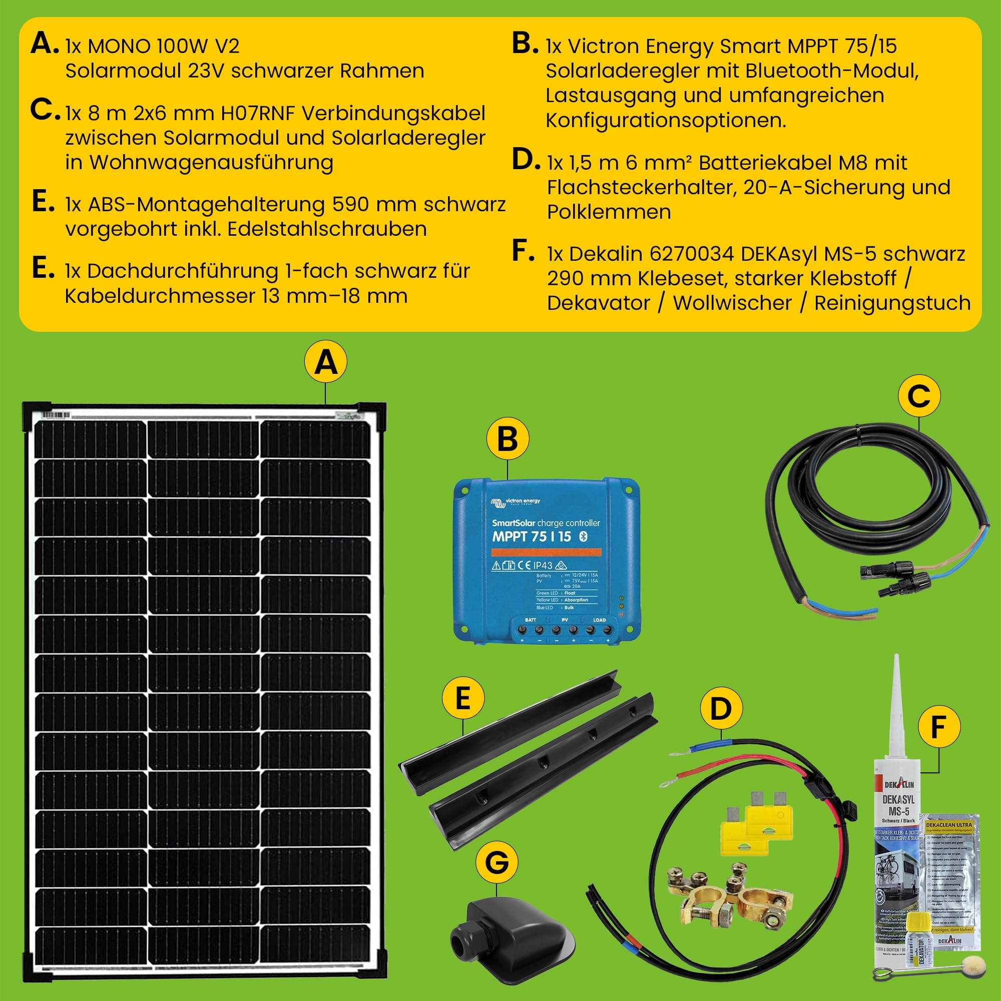 Offgridtec mPremium+ L 100W 12V MPPT Caravan Solaranlage