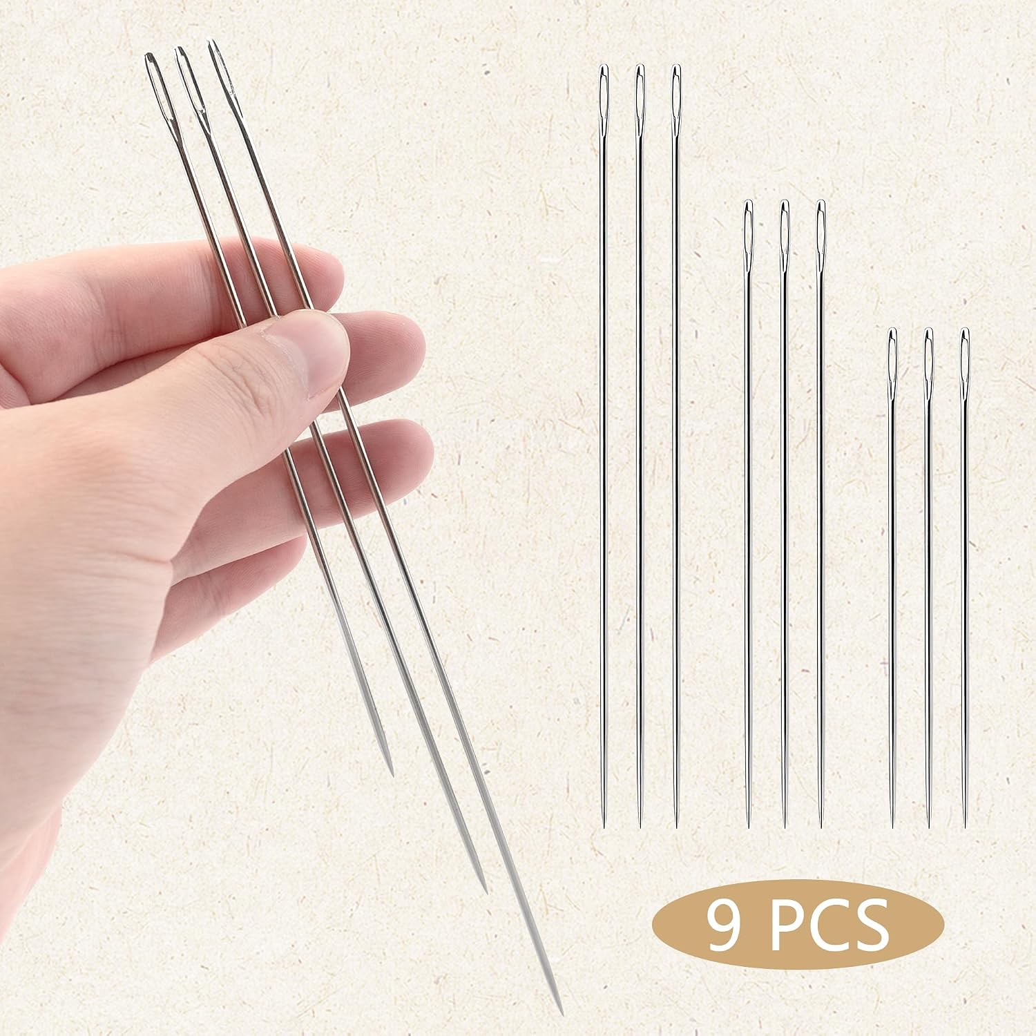 Deshionew 9 PCS Extra Long Darning Needles 4.9"/5.9"/6.9" Big Eye Sewing Needles Hand Quilting Needles for Doll Making Webbing Carpet Leather Canvas Repair Stitching and Crafting Project