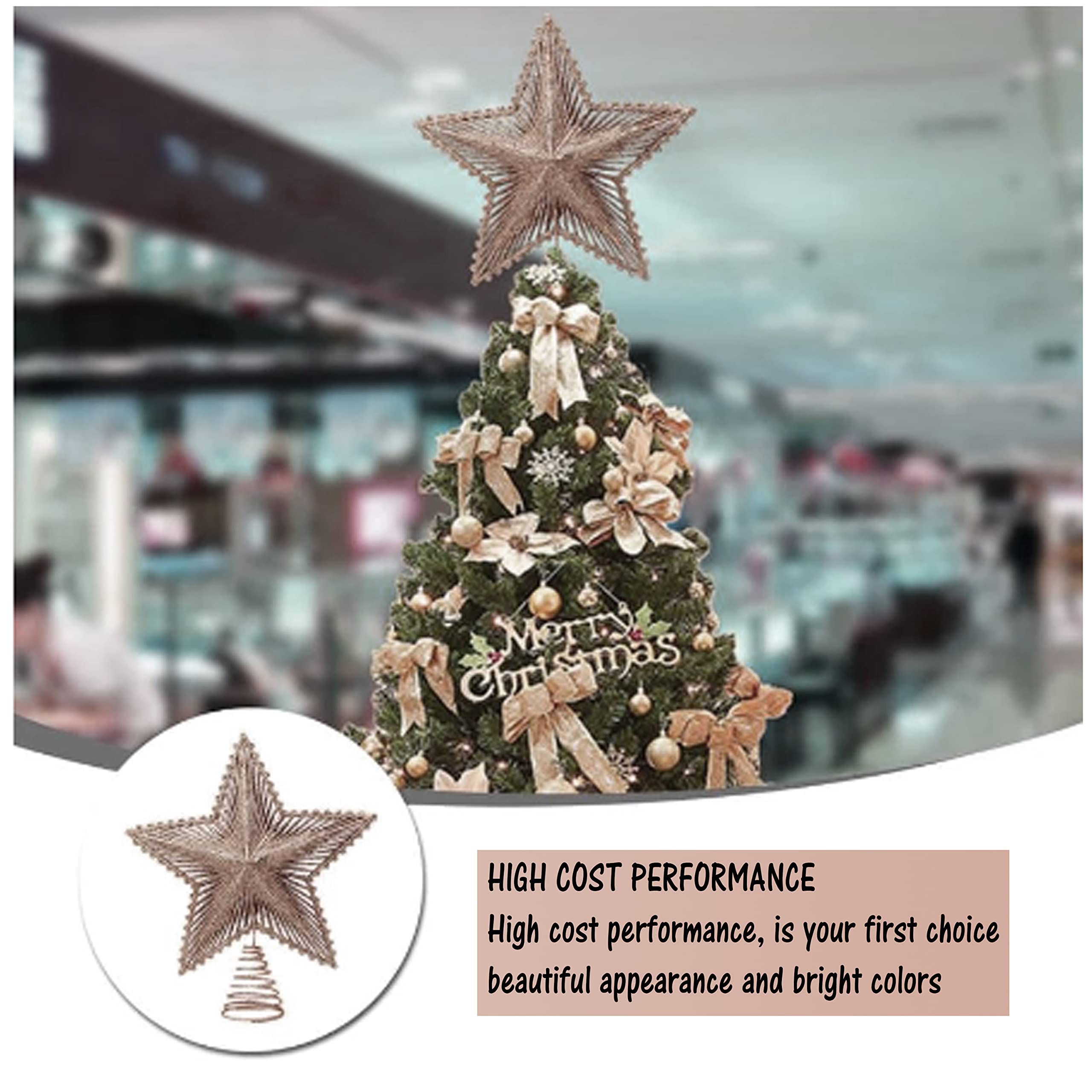 Decorazione Luminosa Stella Per Albero Di Natale Premier Metal - Oro E Argento 25cm Puntale Albero Di Natale