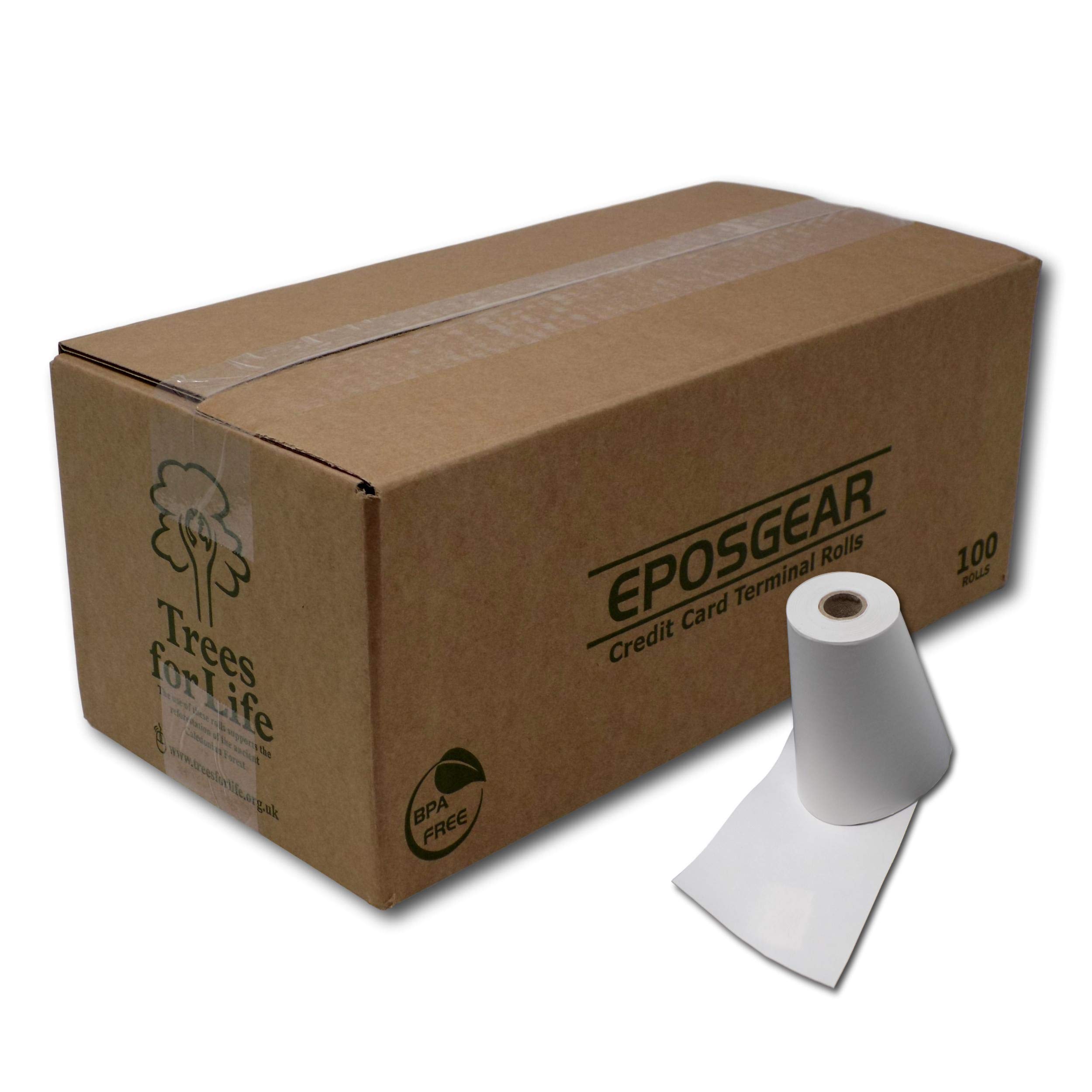 EPOSGEAR 57mm x 30mm Thermal Paper Credit Card Machine Receipt Printer Rolls - BPA Free - for Square, SumUp, Zettle (100)