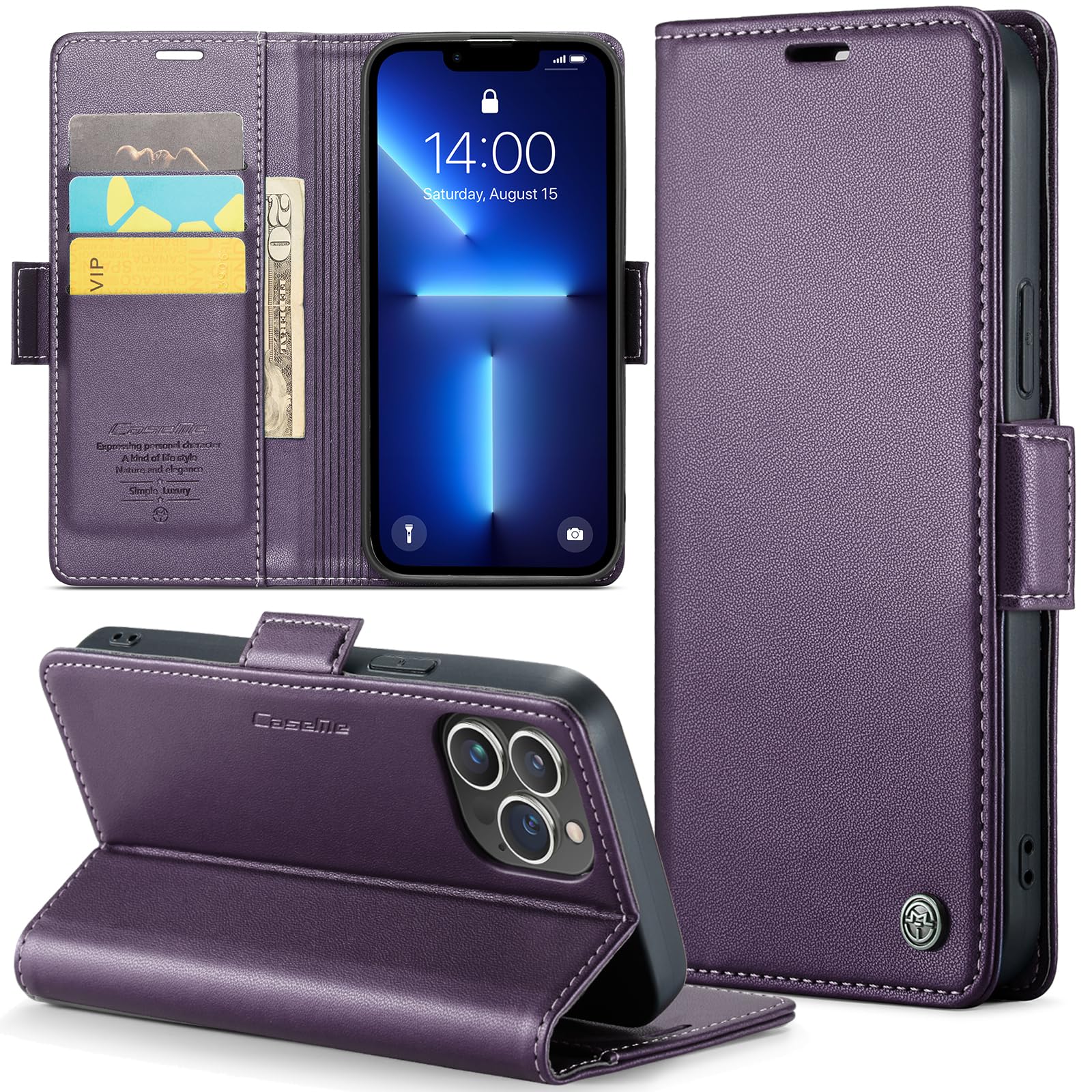 Cover per iPhone 15 Pro Max, Flip Custodia Portafoglio Caso Libro Pelle PU e TPU Silicone, Ultra Sottile con Chiusura Magnetica e Tasca per Carte Wallet Caso (Grigio