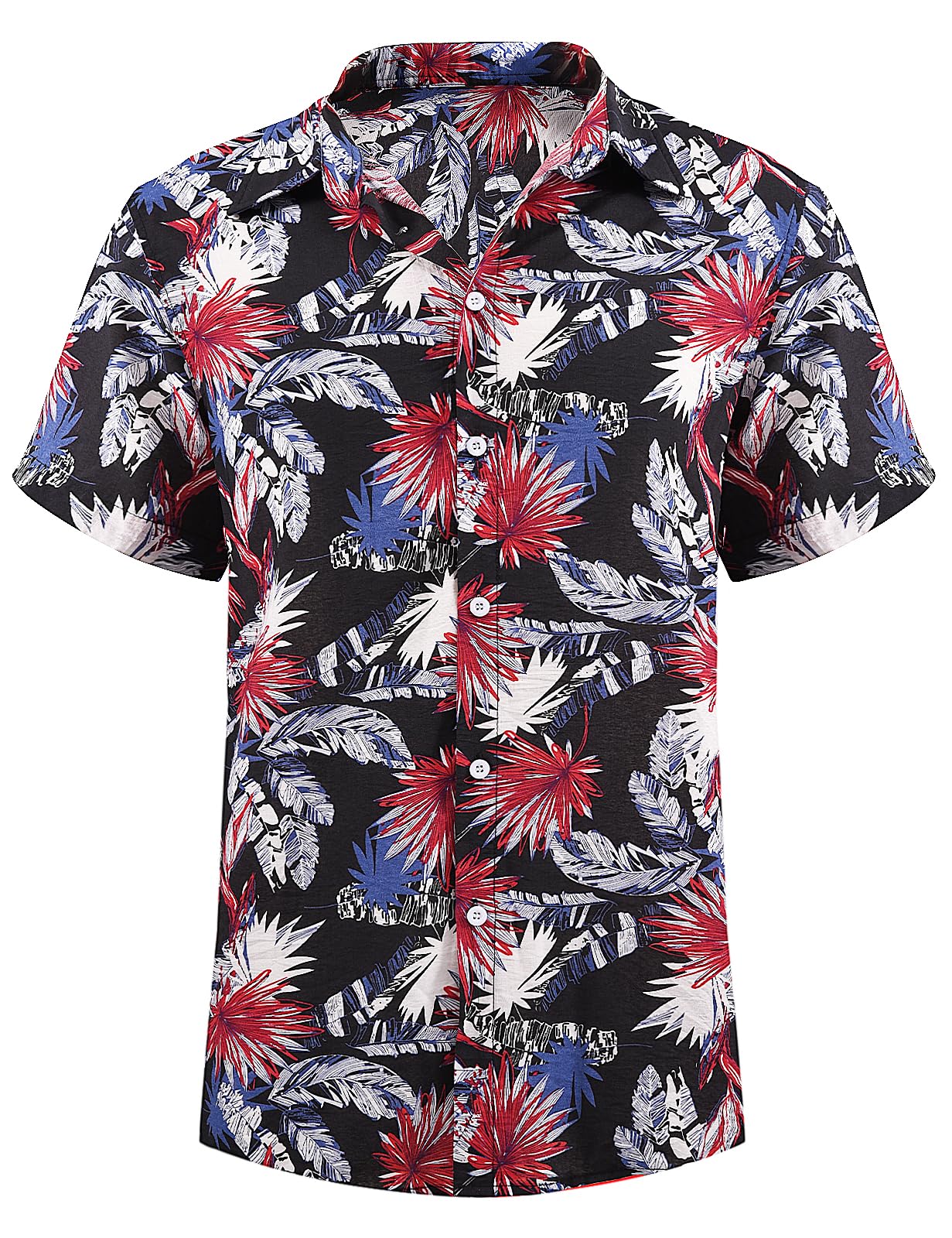 heekpek Camisa Hawaiana Hombre Manga Corta Verano Colores Camisa Hawaiana Estampada de Palmeras Flores Casual Playa Camisas Hawaianas