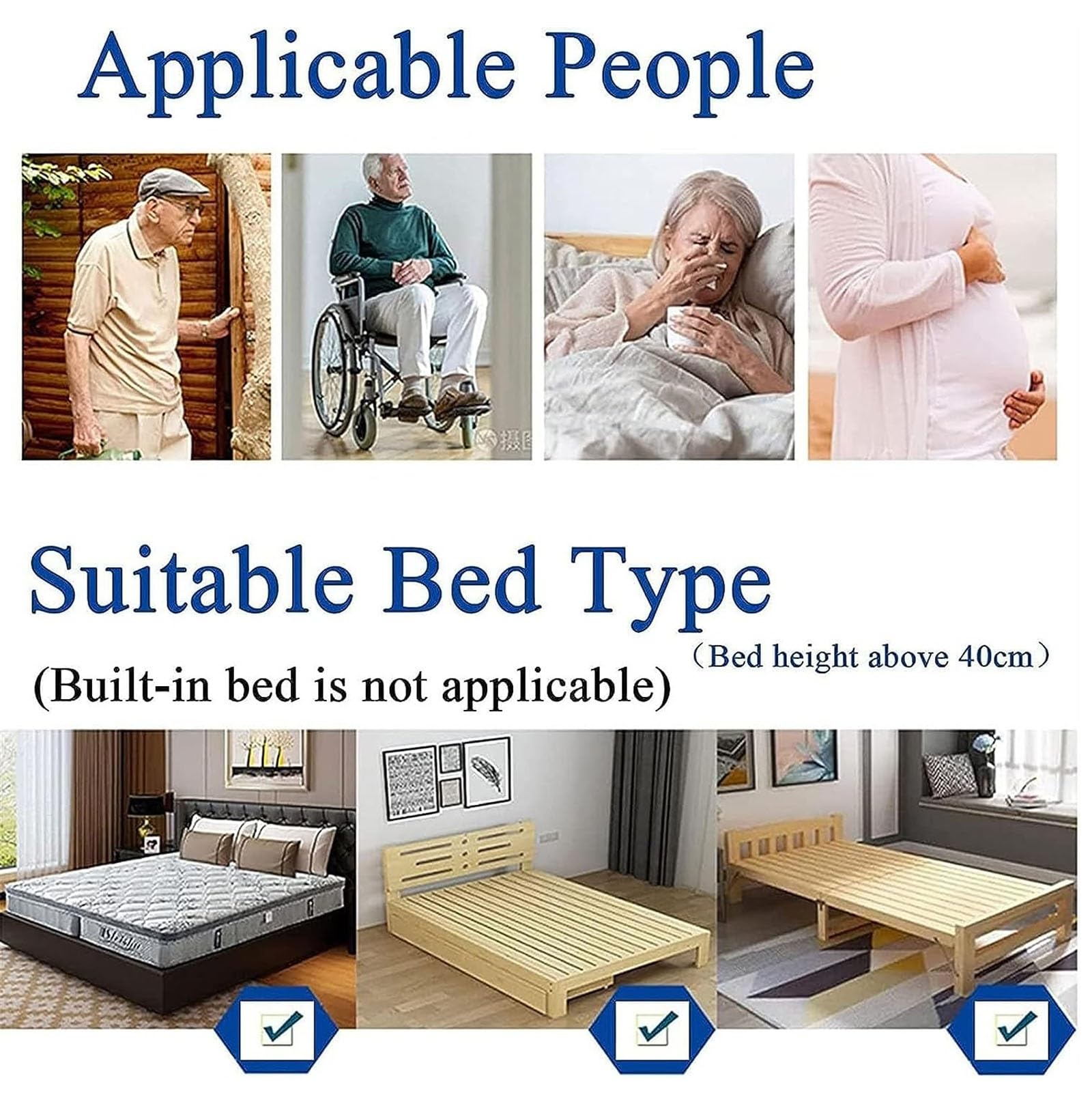 Barandilla Cama Adulto, Barandilla Plegable De Seguridad Barrera De Cama para Mayores Inoxidable Barandilla De Cama De Hospital para Ayudar A Ancianos Embarazadas Discapacitadas ( Color : B , Size : 4