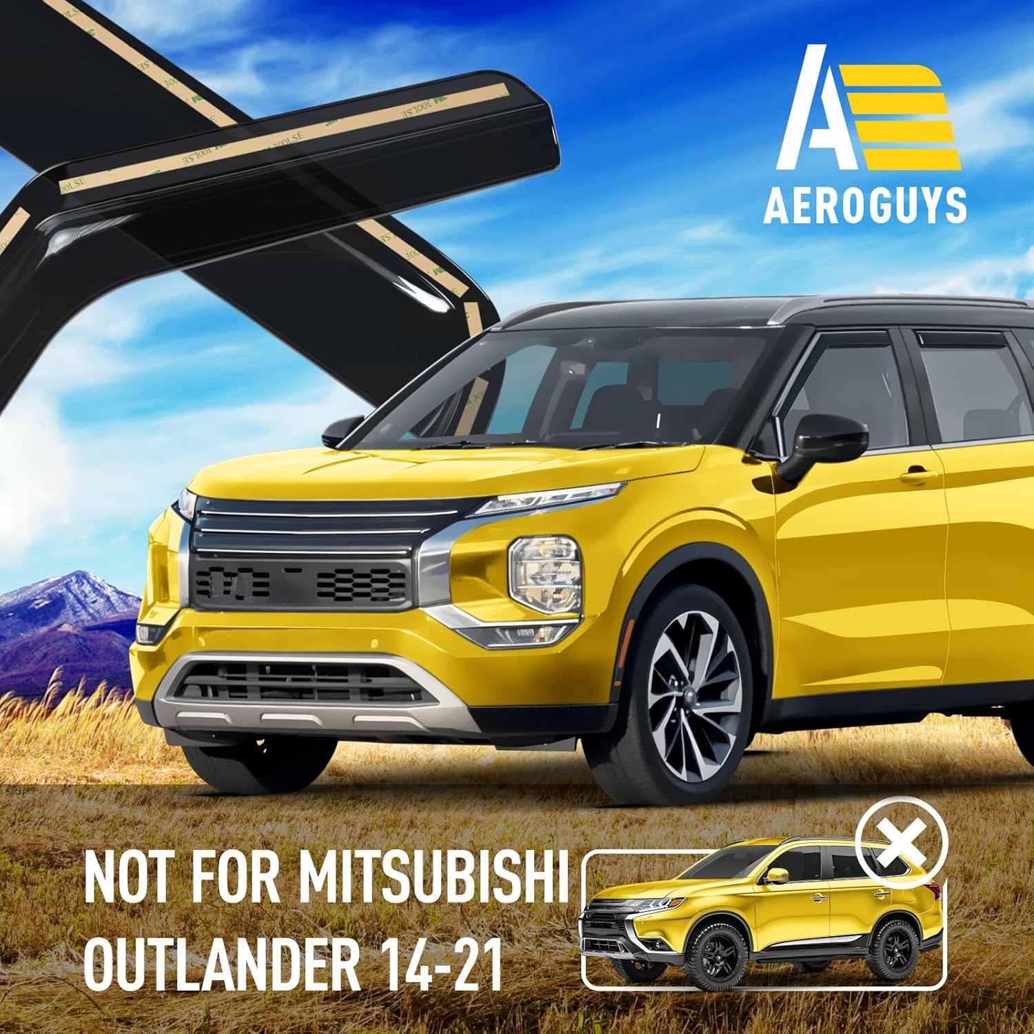 Extra Durable Window Deflectors in-Channel Window Visors Rain Guards Fit for Mitsubishi Outlander 2022-2026, Sun Visors, Wind VentVisors, Vent Shades, Exterior Car Accessories - 4 pcs. AG0848
