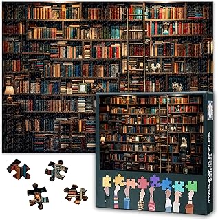 Comprar Rompecabezas de biblioteca de 1000 piezas, las paredes de la biblioteca están llenas de libros rompecabezas, libros de 1000 piezas rompecabezas para adultos, rompecabezas de 70 x 50 cm, juego de