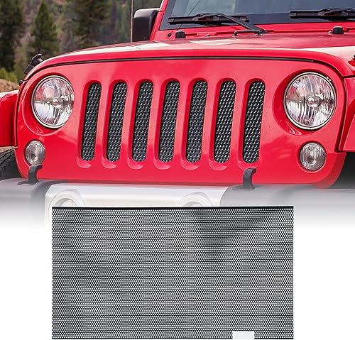 Miniatura 7 de AggAuto Insertos de rejilla delantera de coche para Jeep Wrangler JK JKU 2007-2017, accesorios de cubierta de parrilla de malla negra brillante