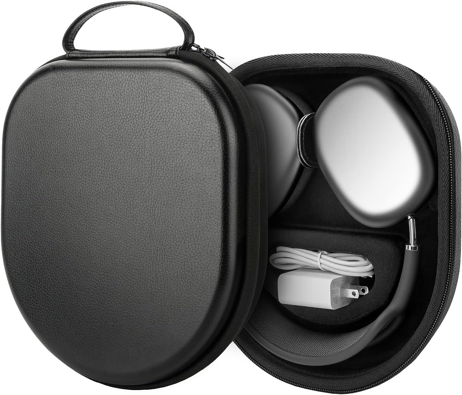 PhD KeisiCase for Apple AirPods Max Supports Sleep Mode, Hard Organizer Portable Carry Travel Cover Storage Bag (Black lychee)
