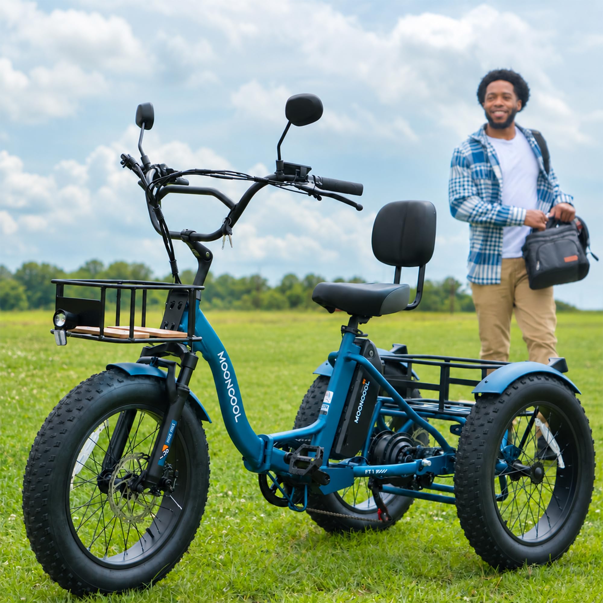 MOONCOOL Electric Tricycle for Adults, Fat Tire Folding Electric Trike