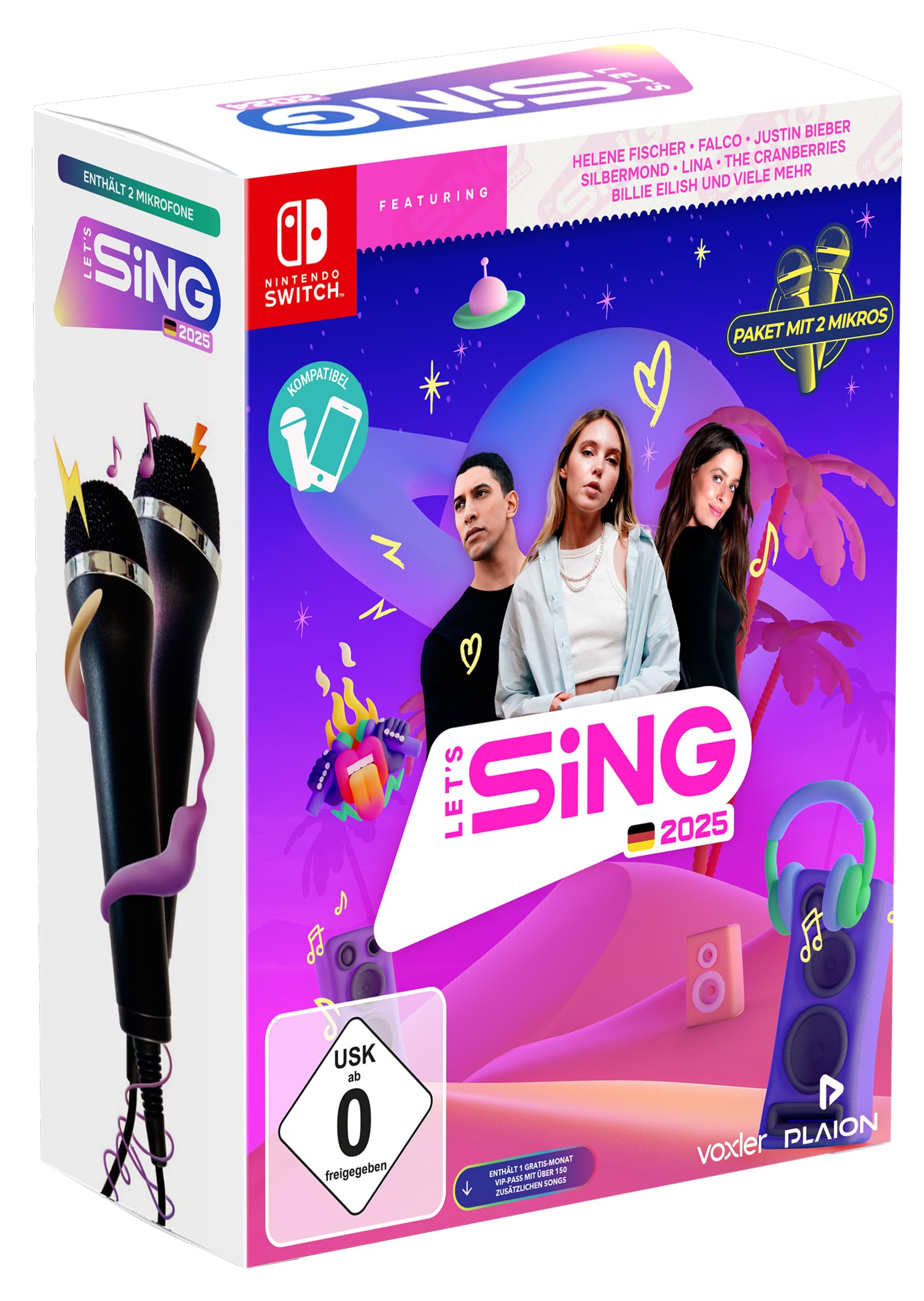 PLAION Let's Sing 2025 Versione Tedesca (+ 2 Mic) (Nintendo Switch)
