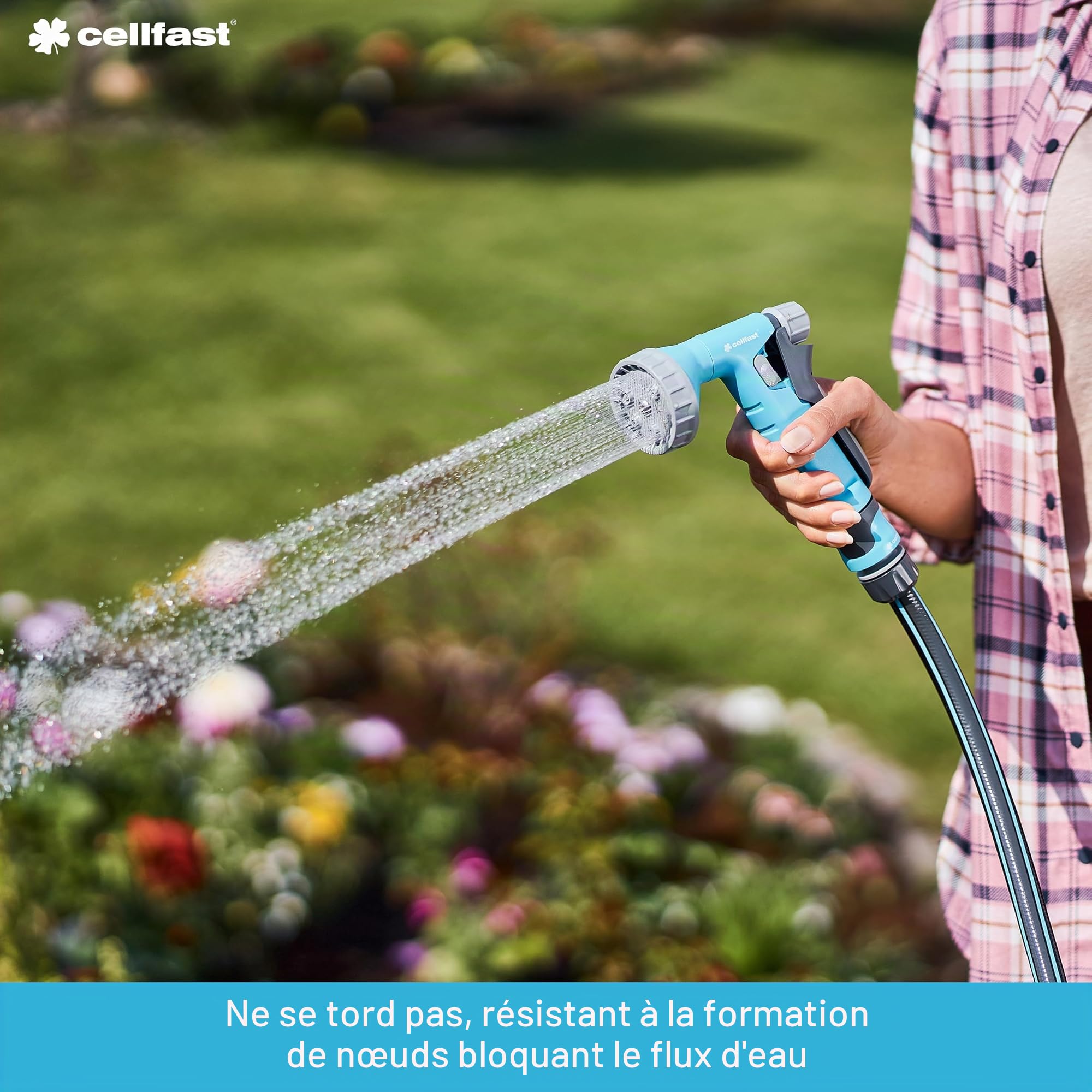 Cellfast Tuyau de jardin MULTIFLEX PRO, Robuste, 6 Couches, Tresse Tricot ATS2, Résistant aux UV et aux algues, Sans métaux lourds, technologie velvet, 35 Bar, -20/+65°С Temp. 3/4", 30m