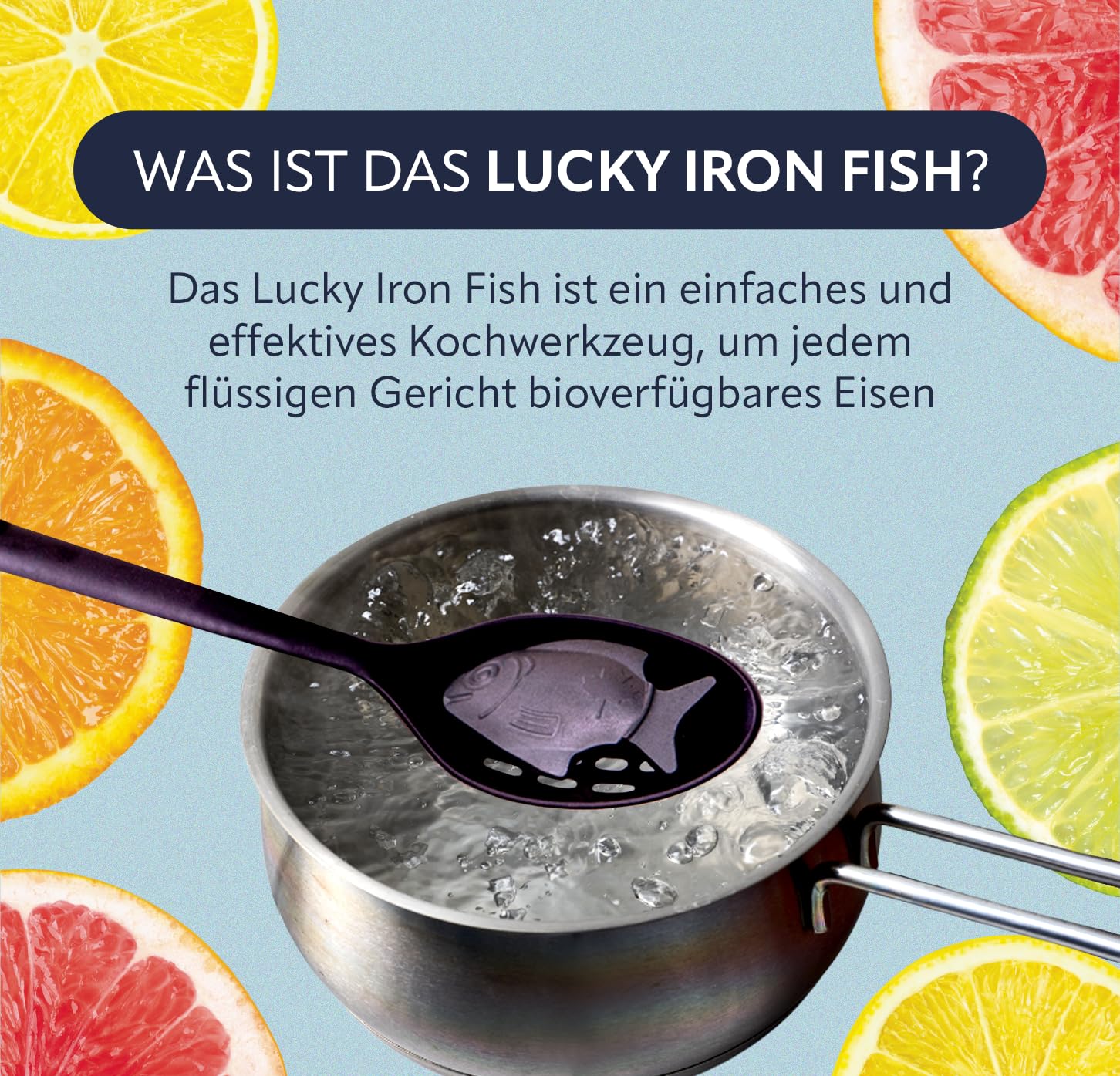 Das Original Lucky Iron Fish Ⓡ verleiht Ihren Speisen und Getränken sauberes, sicheres Eisen. Eine Alternative zur Eisenergänzung zur Verringerung des Eisenmangels. Keine Nebenwirkungen.