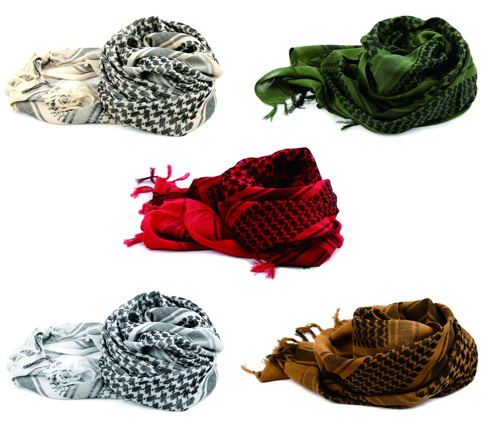 KINGREEMilitary Shemagh Tactical Desert 100% Cotton Keffiyeh Scarf Wrap, Arab Scarf with Tassel 43x43 inches