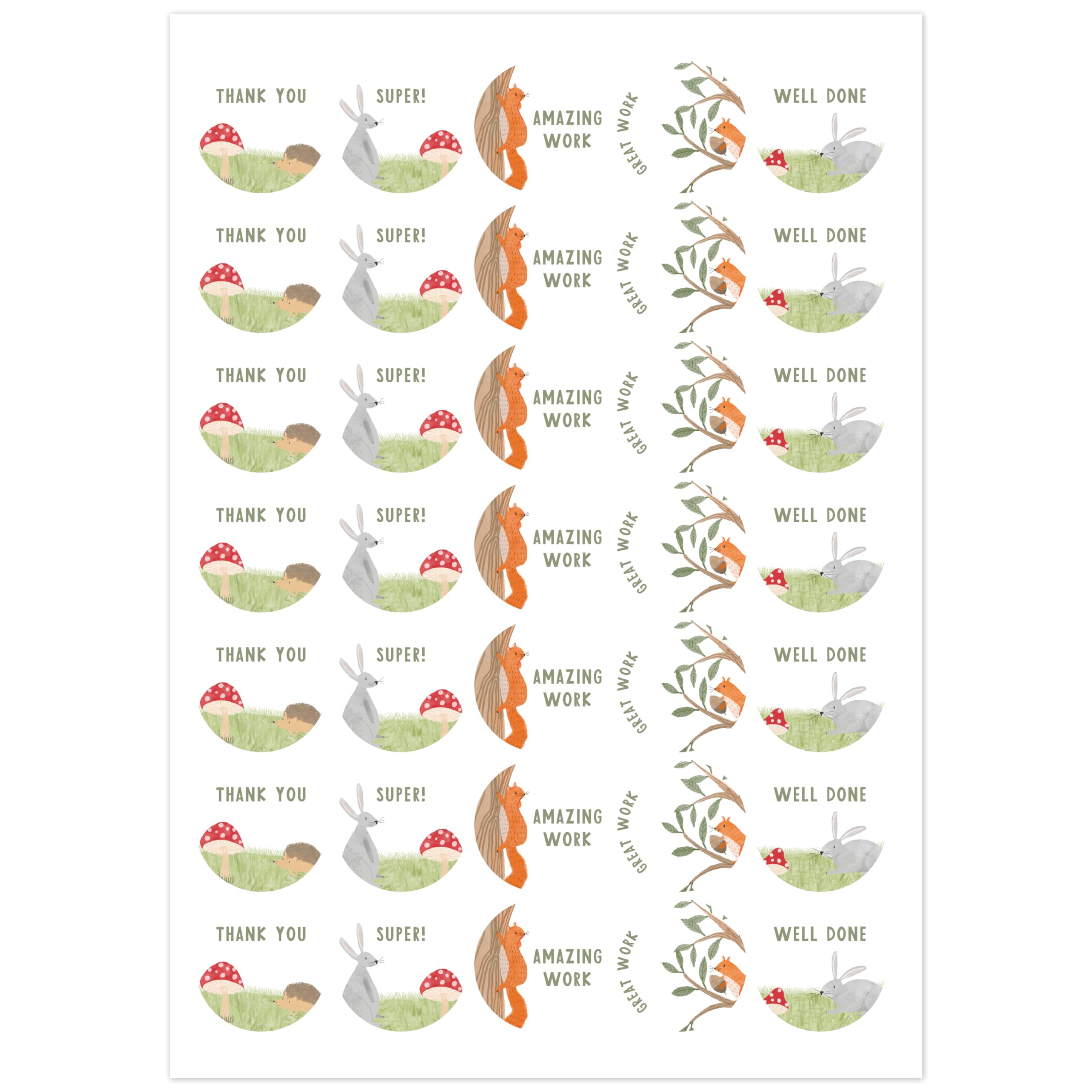 Manta Makes Reward stickers for children school, 200 + well done stickers for children, round school stickers for children from Teachers, and Teaching Assistants, kids stickers rewards (Woodland)