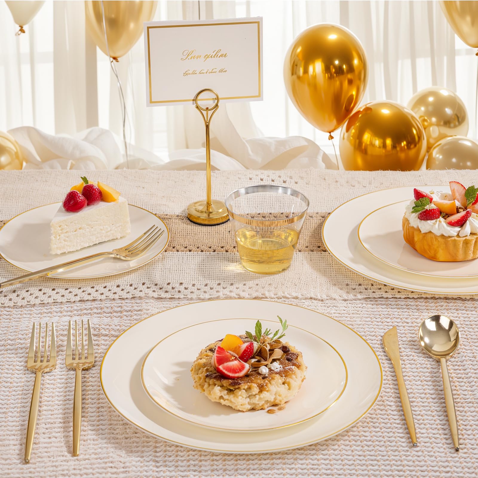 150 Ivory Plastic Plates - Party & Event Supplies -4