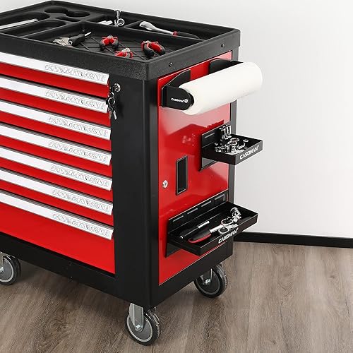 Miniatura 6 de CASOMAN Caja de herramientas magnética, bandeja, soporte para toallas de papel, juego de 4 piezas, negro, variedad de uso, duradero, imanes para