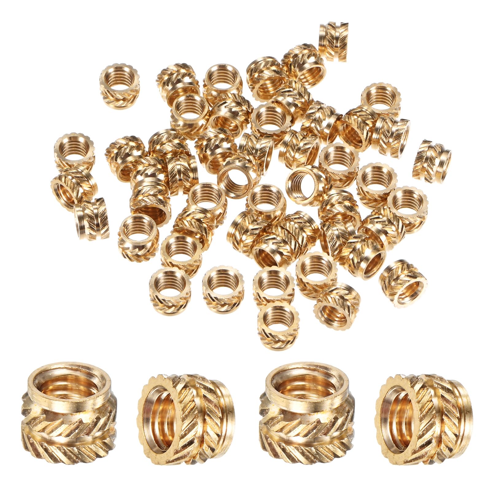 M METERXITY 50-Pack Threaded Inserts, M5 x 5mm L x 7mm OD Brass Heat Set Insert Nuts