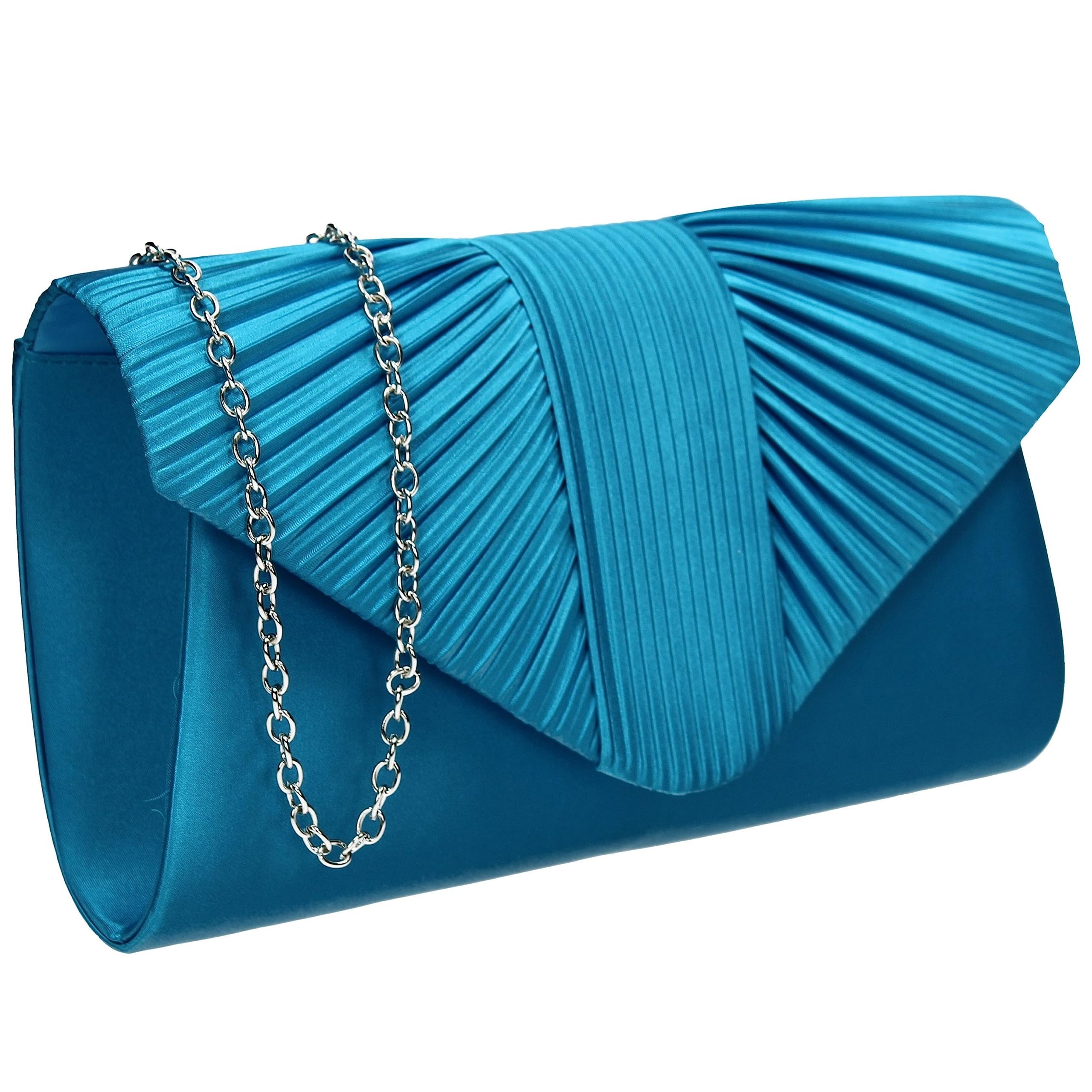 SwankySwans Sophie Womens Satin Party Prom Wedding Evening Clutch Bag Purse (Blue)