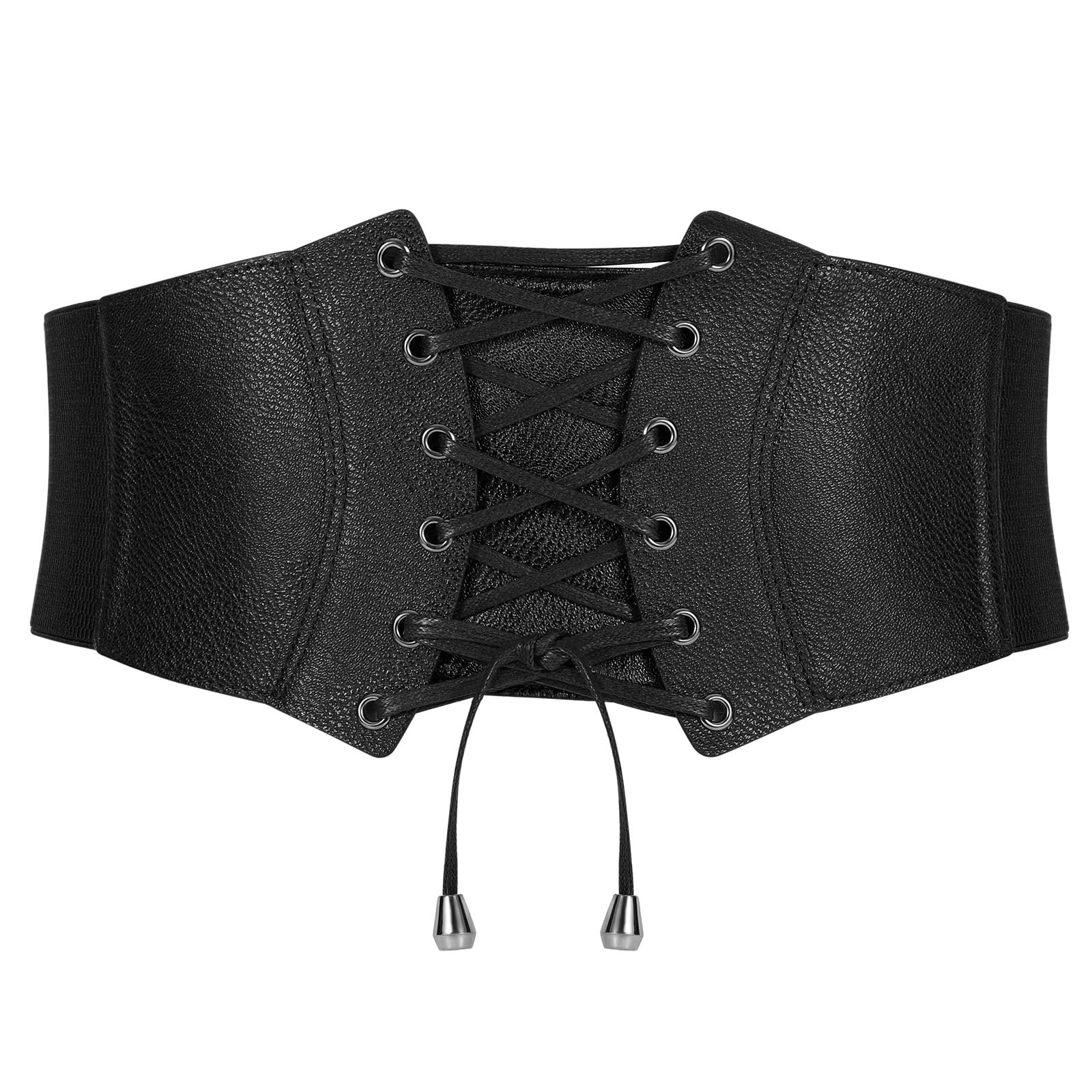 WERFORU Women Corset Elastic Belt Wide Retro Lace-up Tied Costume Waspie Waist Belt for Ladies