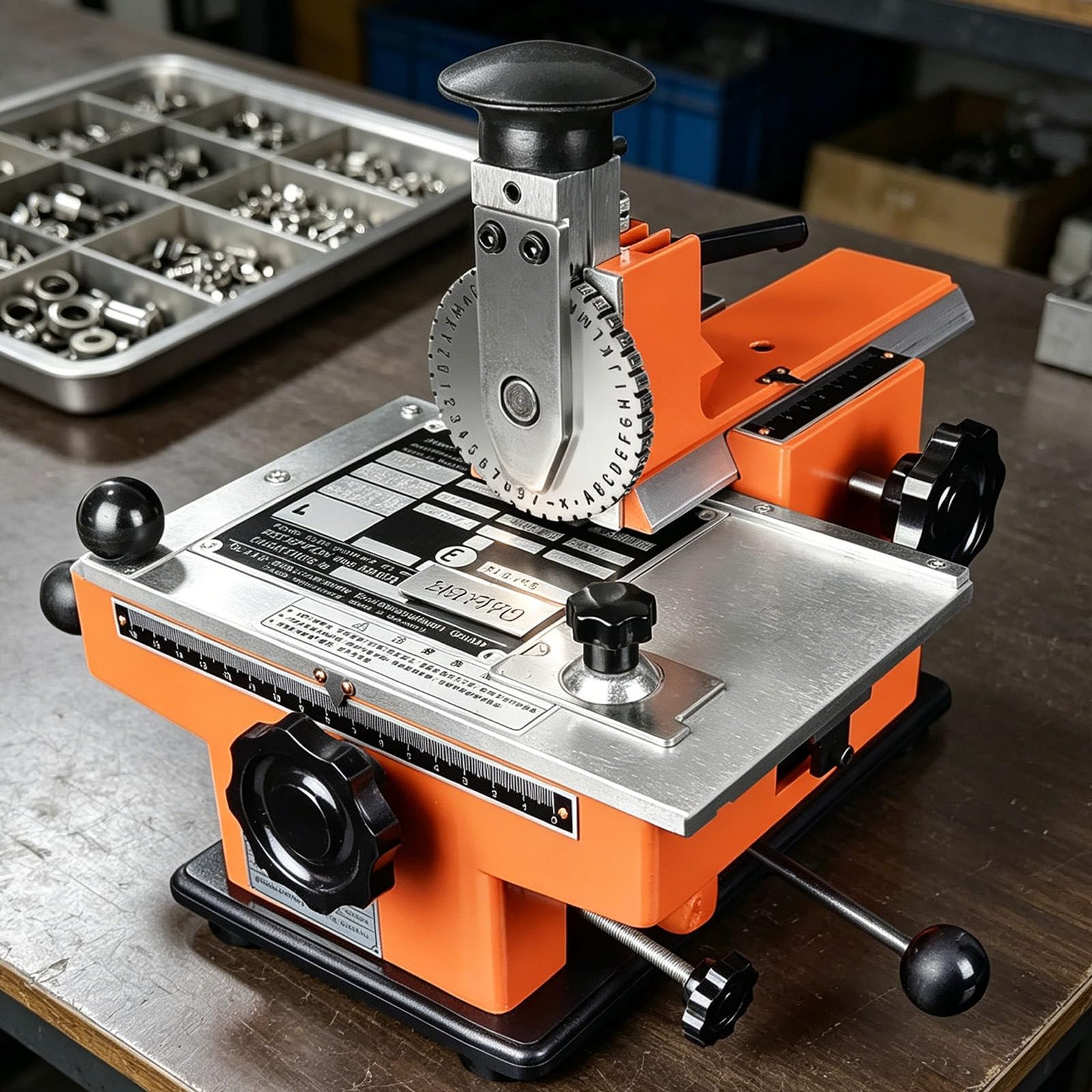 Ymnogjie Semi Automatic Dog Tag Printer with Adjustable Depth and Spacing,Semi Automatic Embossing Machine,Symbol Stamping Marking Machine,Nameplate Stamping Tool 5mm