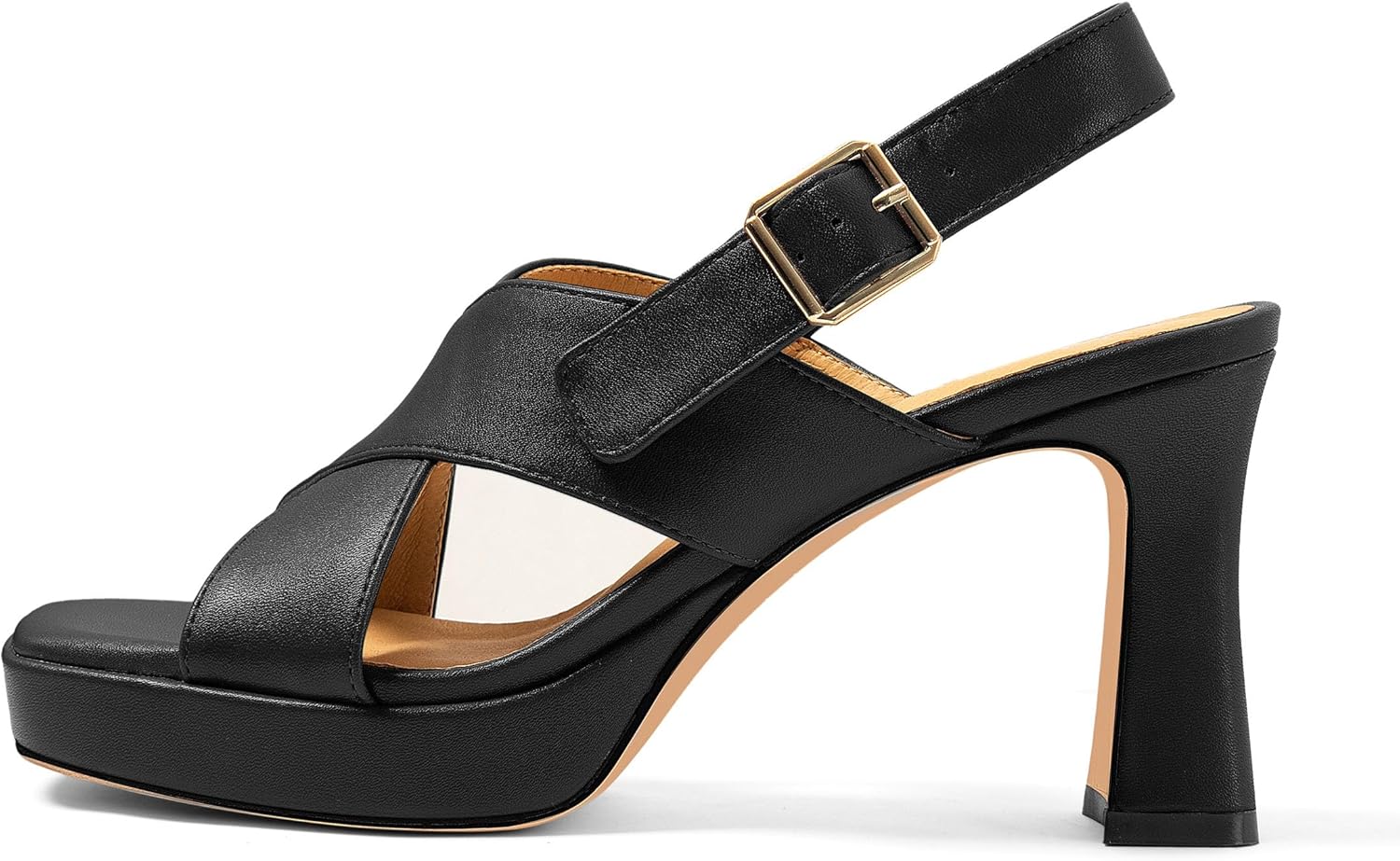 Heels for Women Chunky Block Platform Heels Square Open Toe Patent Strappy Heel Sandals Party Prom Wedding Fashion Slingback Dress Pump Sandals High heels Shoes - Image 2